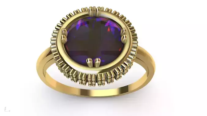 diamond cabochon ring stl verified  3D print model