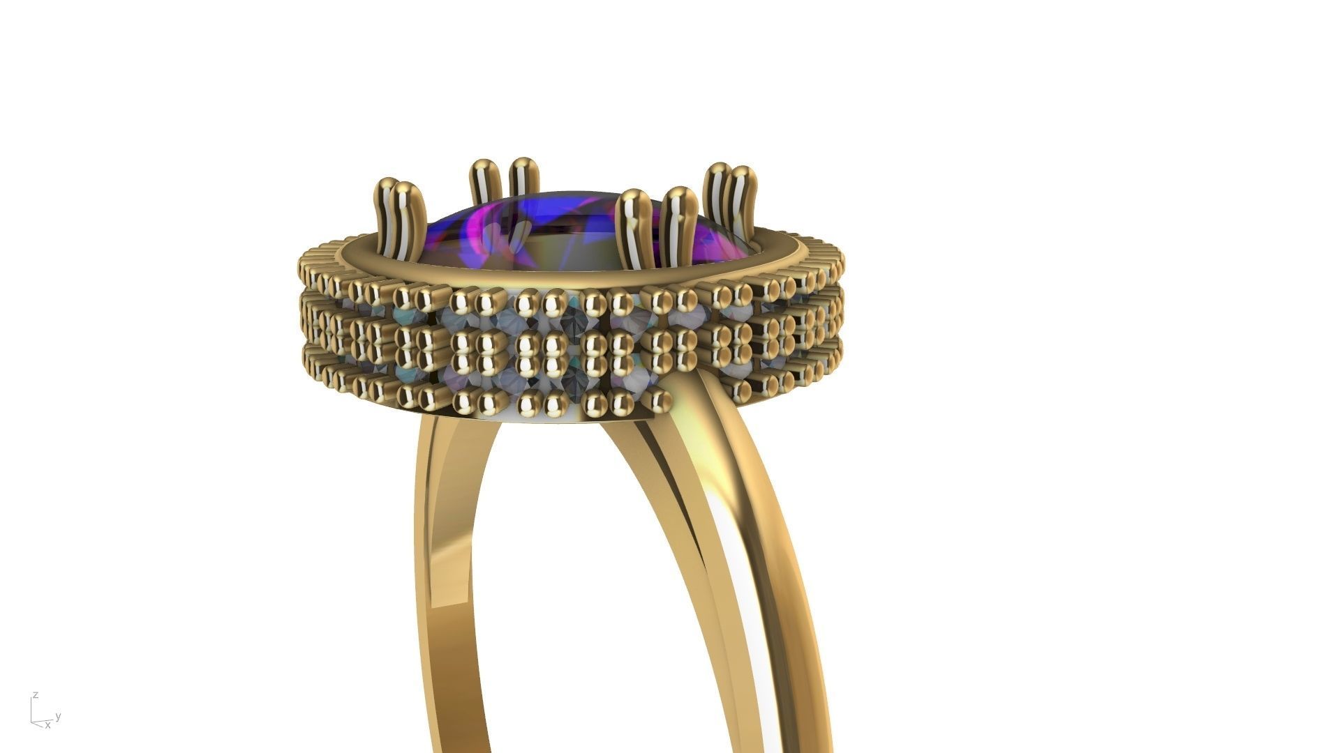 diamond cabochon ring stl verified  3D print model_9