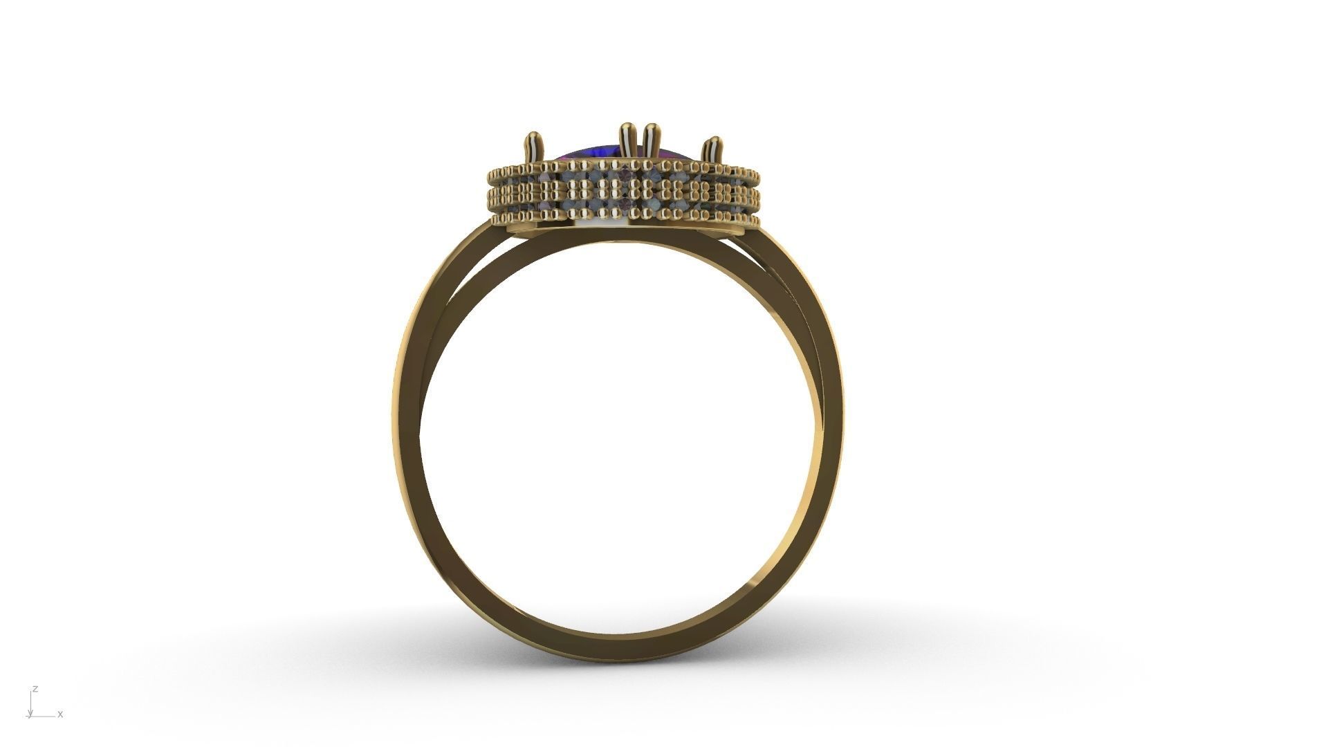 diamond cabochon ring stl verified  3D print model_5