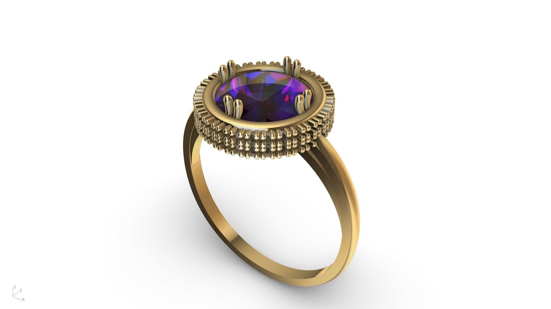 diamond cabochon ring stl verified  3D print model_8