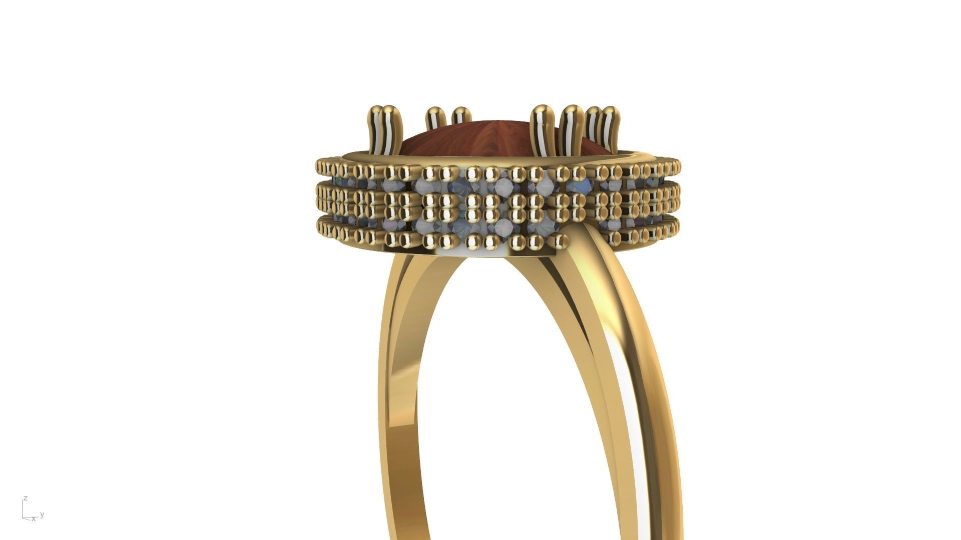 diamond cabochon ring stl verified  3D print model_16