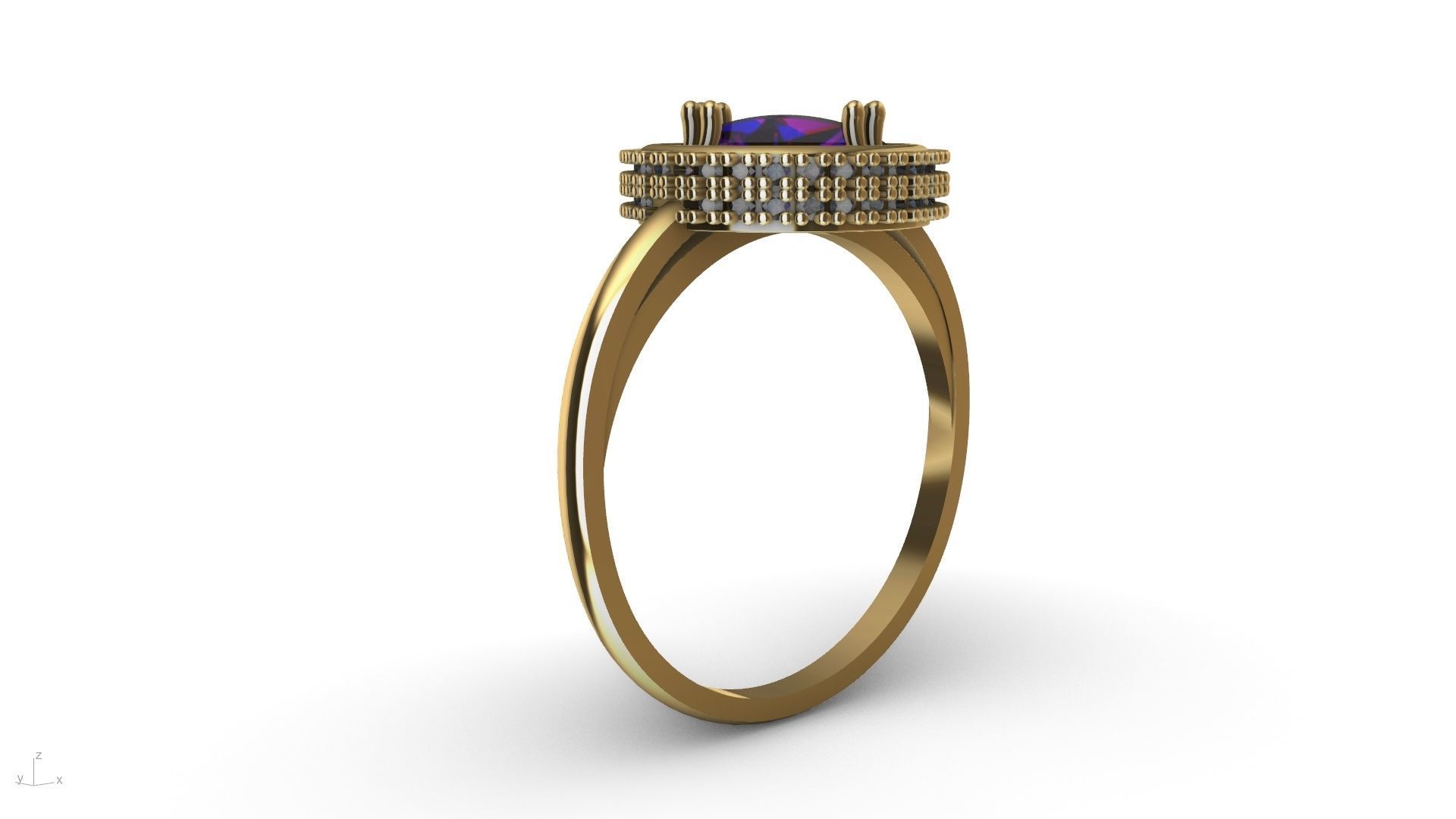 diamond cabochon ring stl verified  3D print model_2