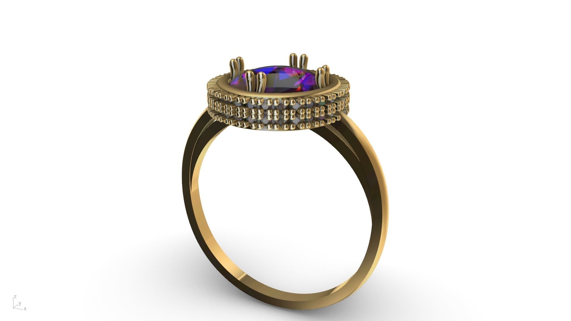 diamond cabochon ring stl verified  3D print model_7