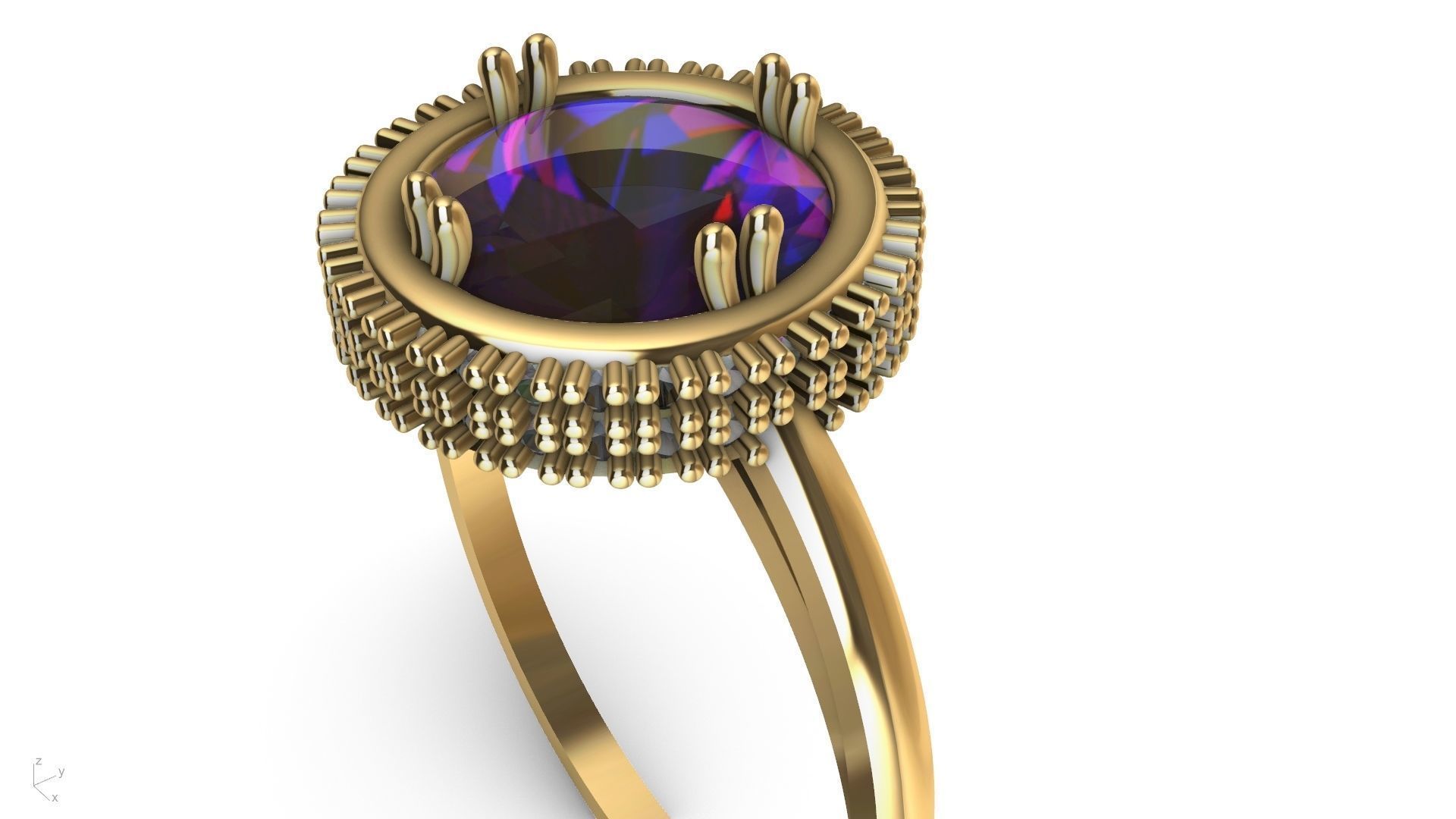 diamond cabochon ring stl verified  3D print model_1