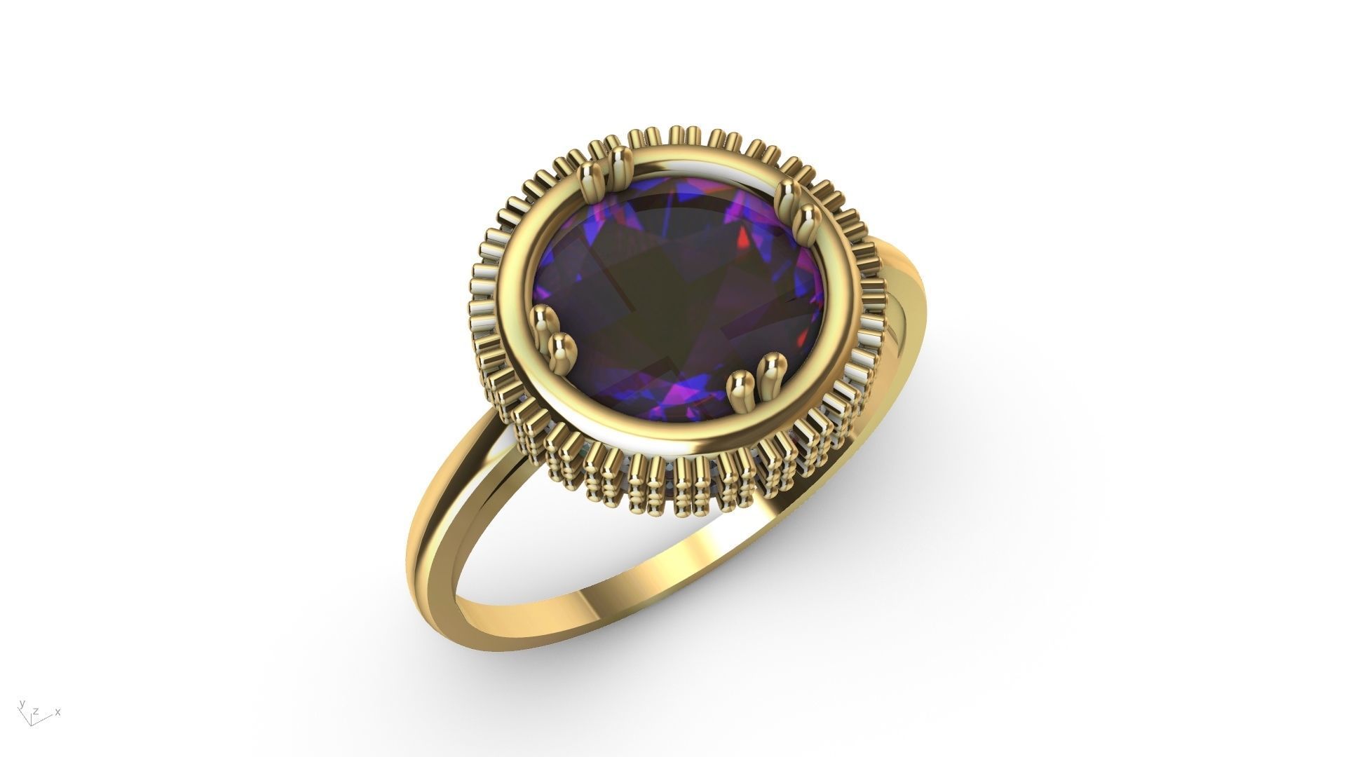 diamond cabochon ring stl verified  3D print model_4
