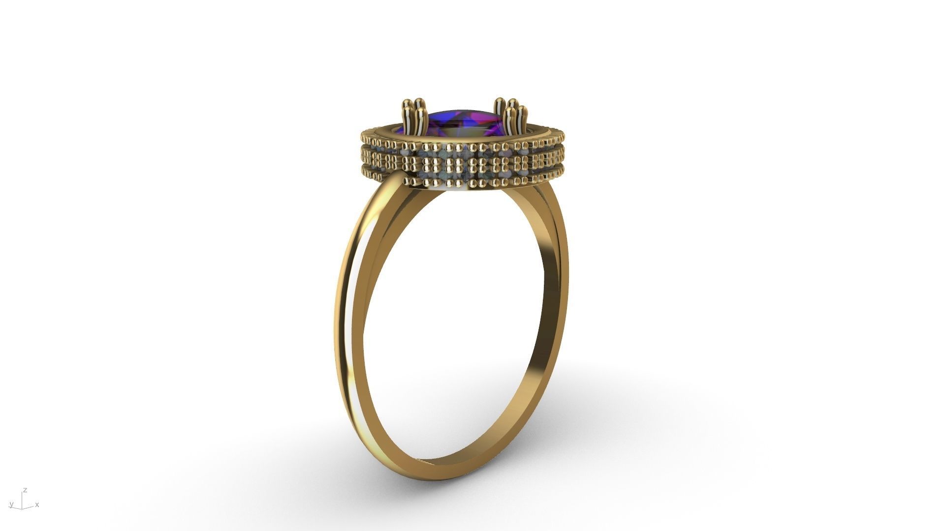 diamond cabochon ring stl verified  3D print model_6