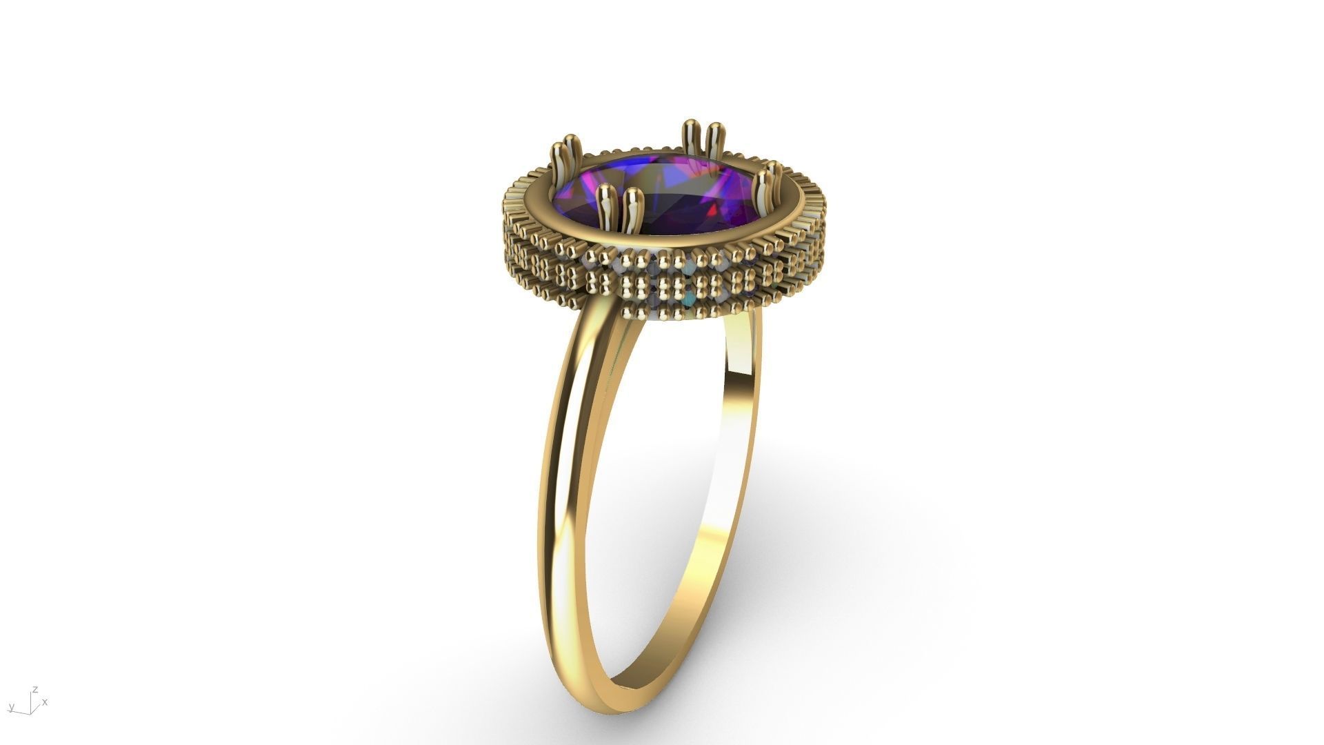diamond cabochon ring stl verified  3D print model_10