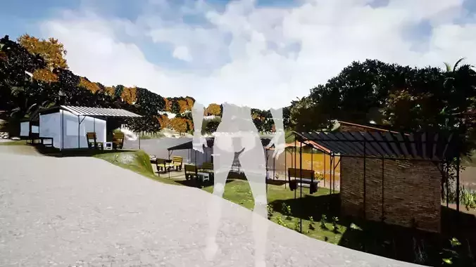 Warung Tepi Danau Lakeside Stall Low-poly 3D model