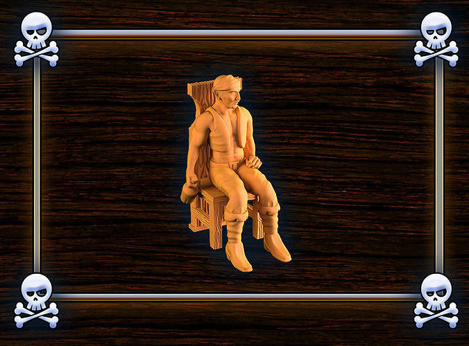 Pirates wooden pirate in chair 3D print model