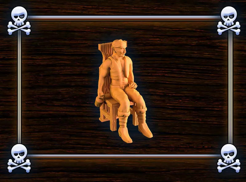 Pirates wooden pirate in chair 3D print model_0