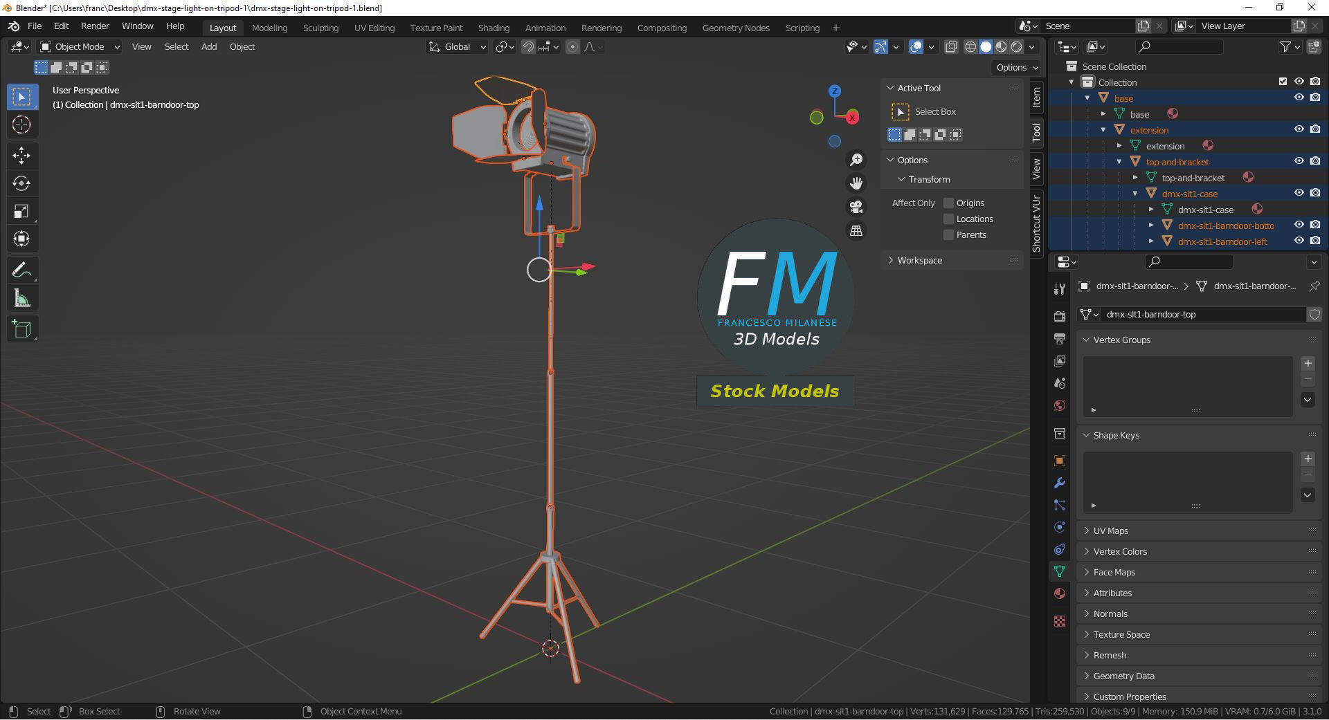 DMX stage light on tripod 1 3D model_9