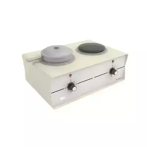Compact White Metal Stove With Black Buttons