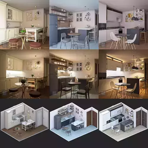 Kitchen collection different rooms in