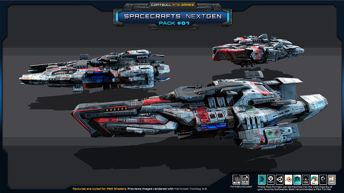 Spacecrafts NextGEN - PACK01 Low-poly 3D model
