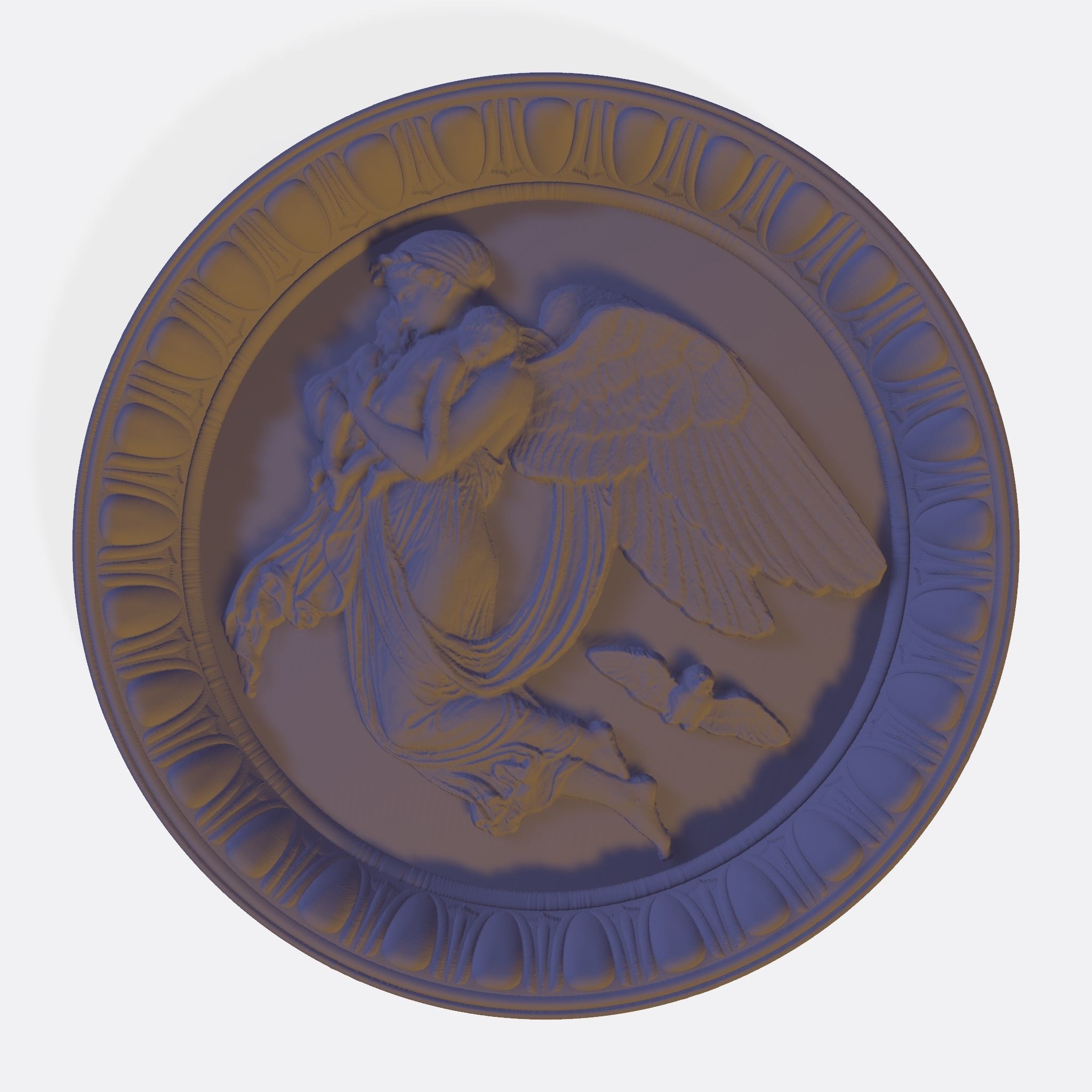 Angel on a plate 3D print model_1