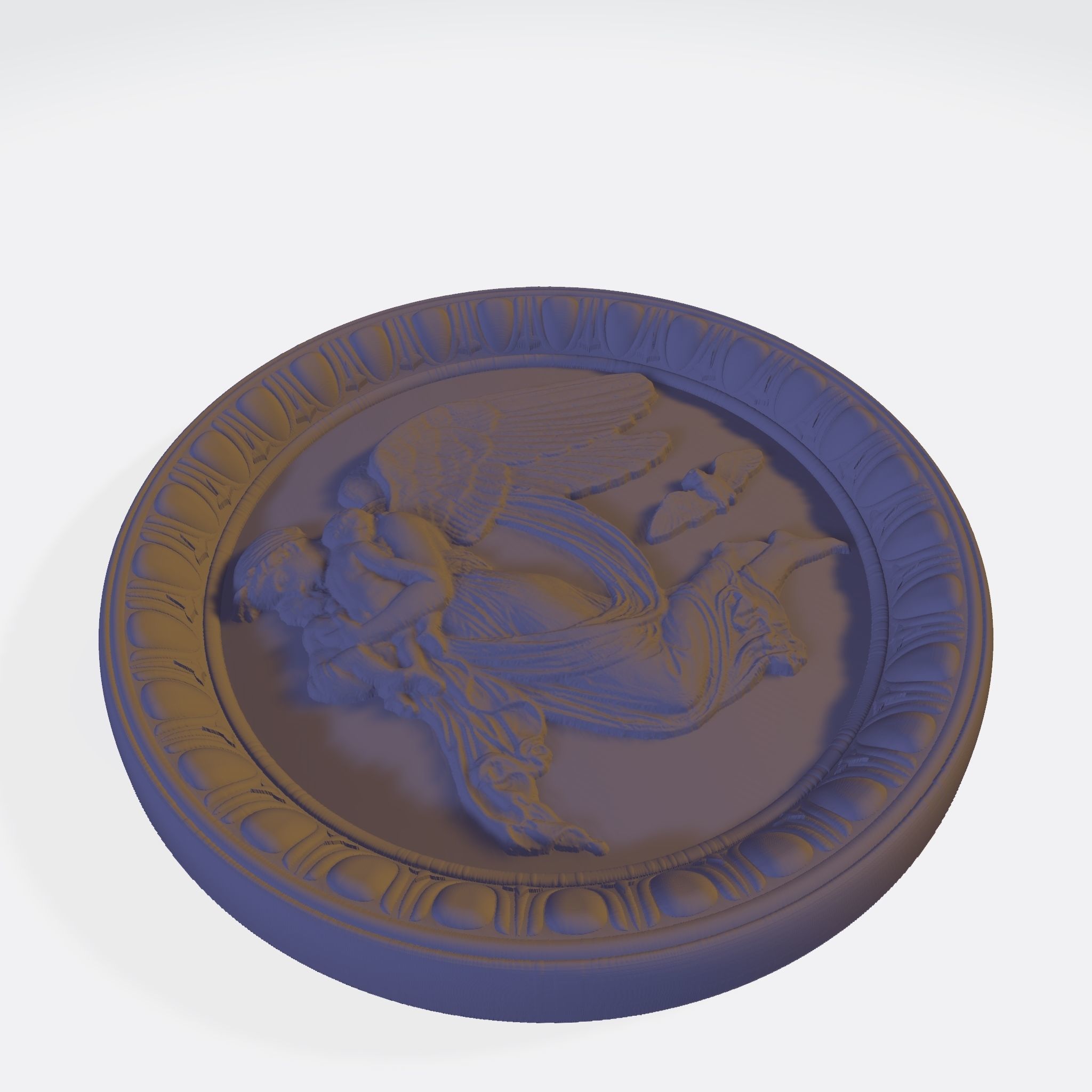 Angel on a plate 3D print model_17