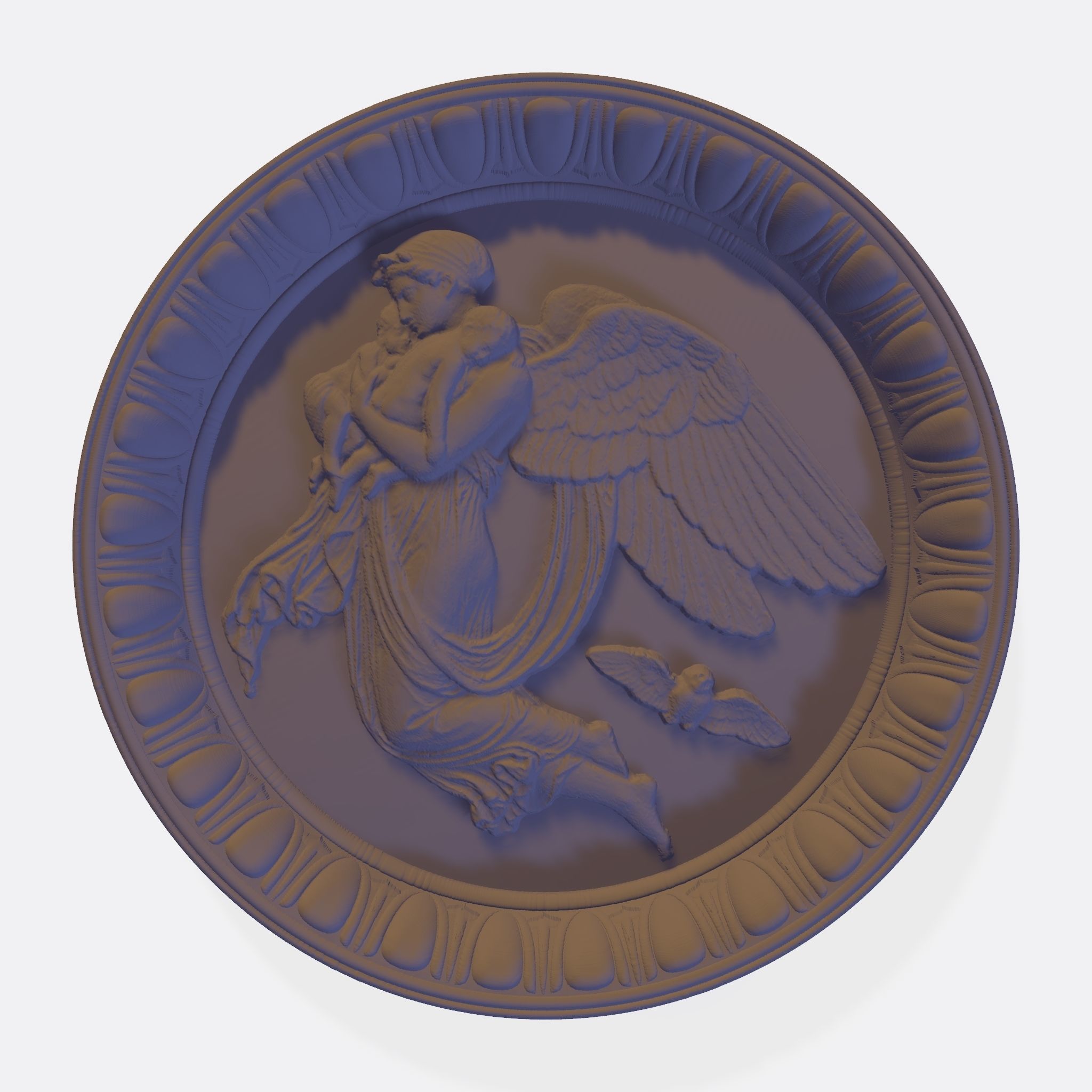 Angel on a plate 3D print model_2