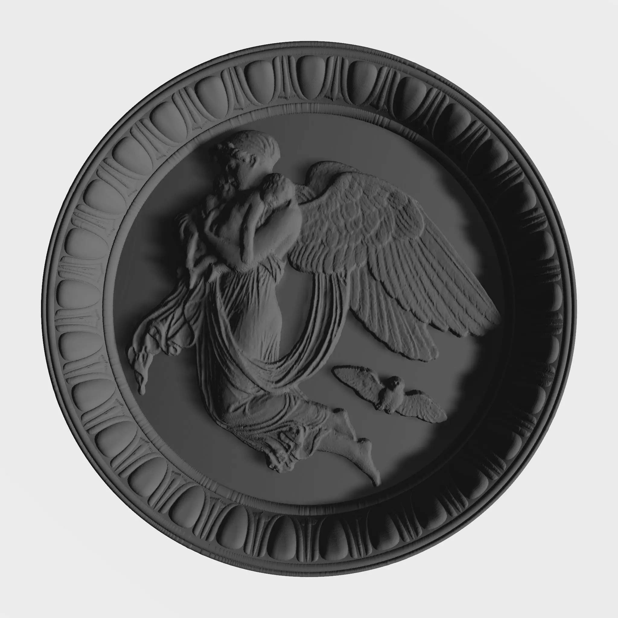 Angel on a plate 3D print model_0