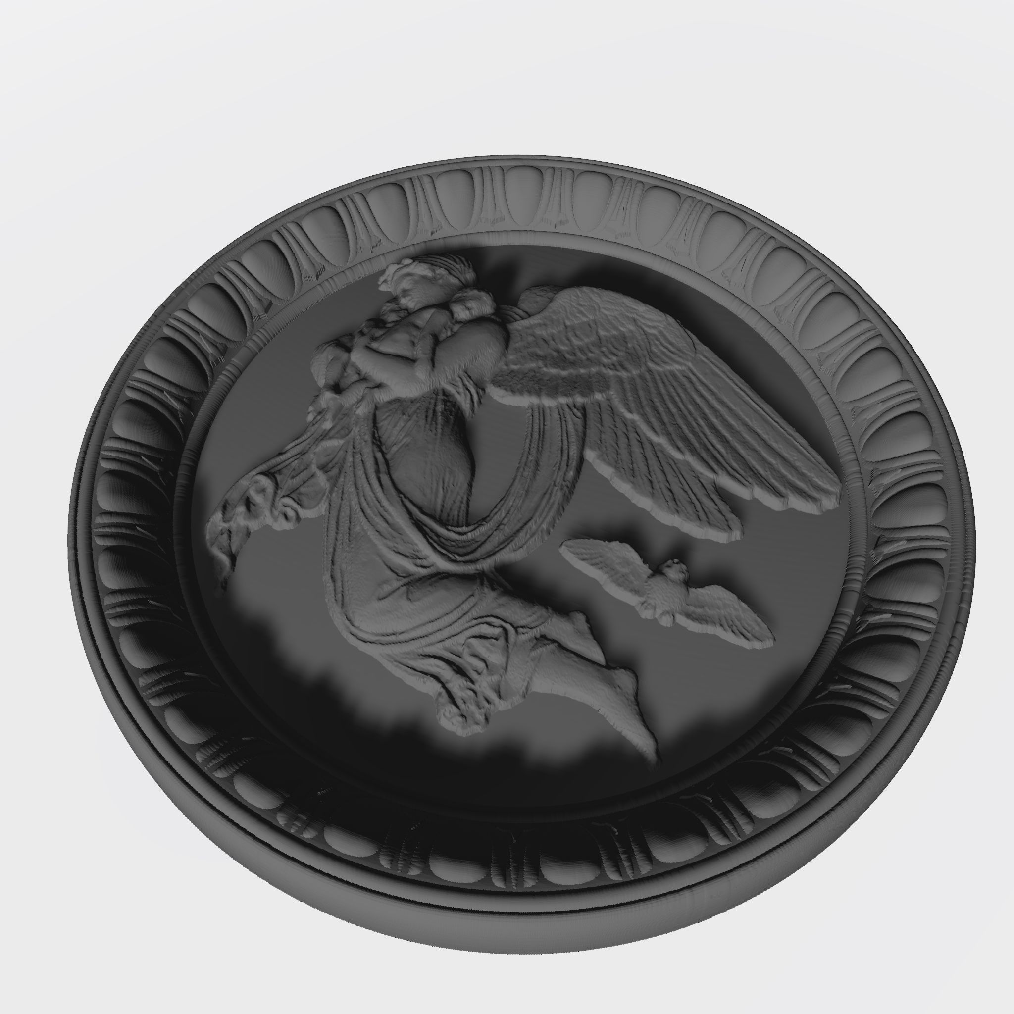 Angel on a plate 3D print model_4