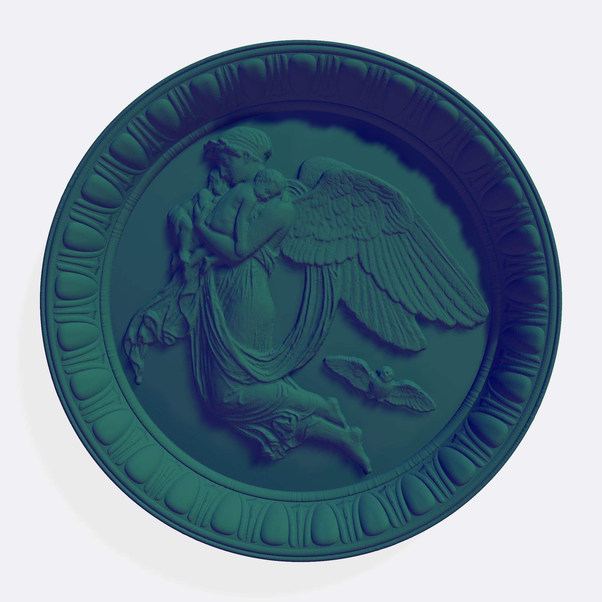 Angel on a plate 3D print model_3