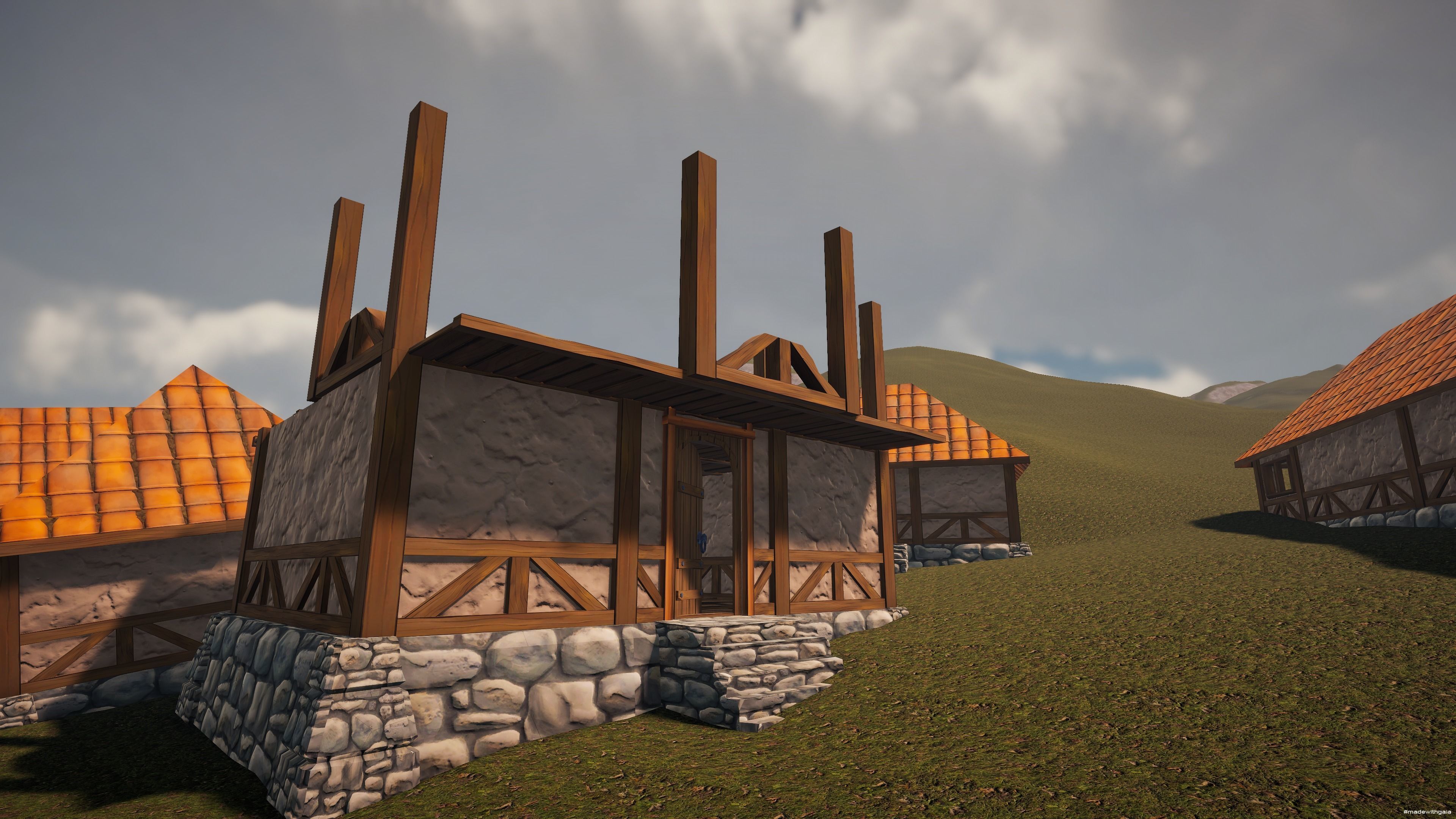 Animated Modular Medieval Buildings Low-poly 3D model_2