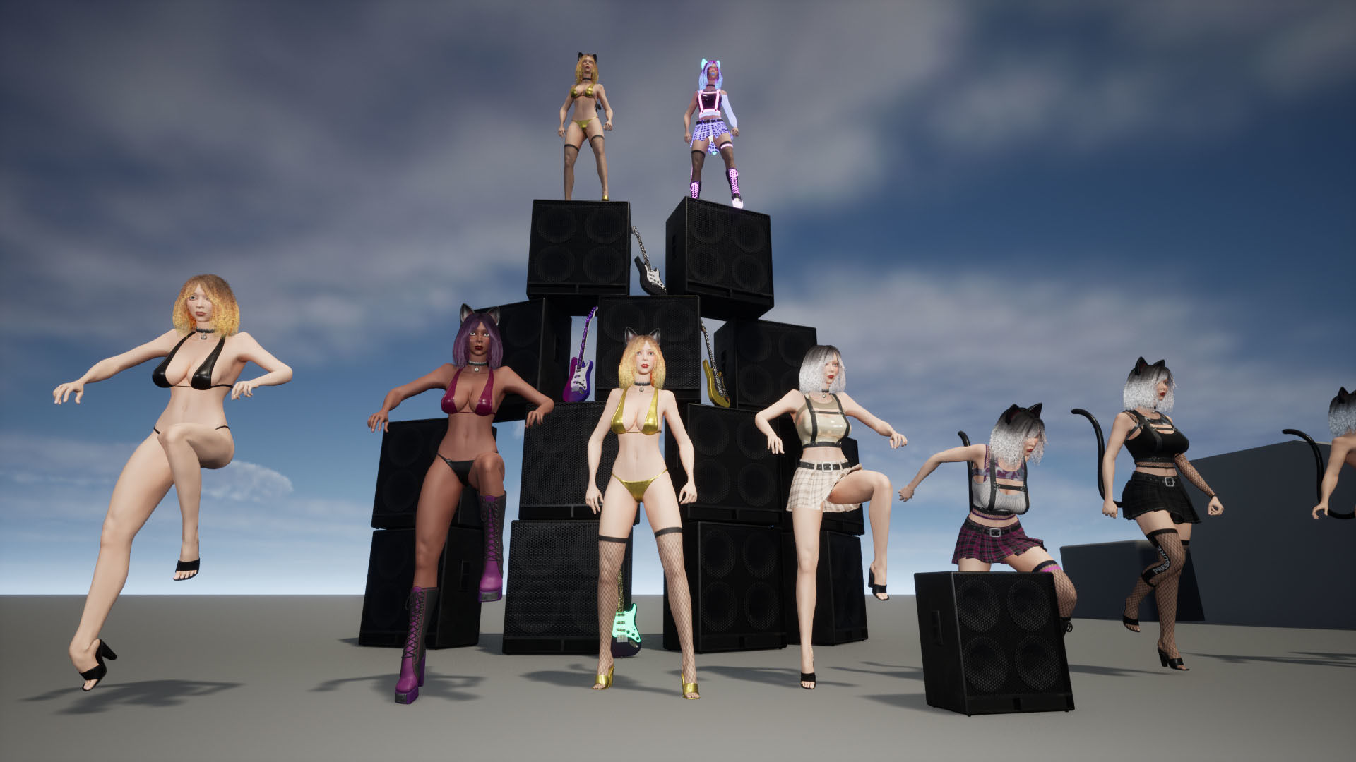 Rock Cat Girl  Low-poly 3D model_50