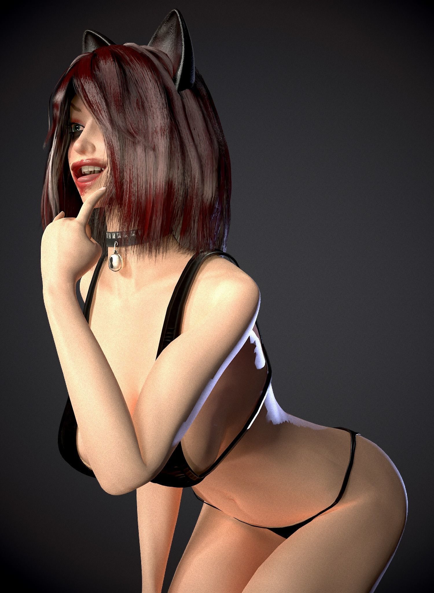 Rock Cat Girl  Low-poly 3D model_28