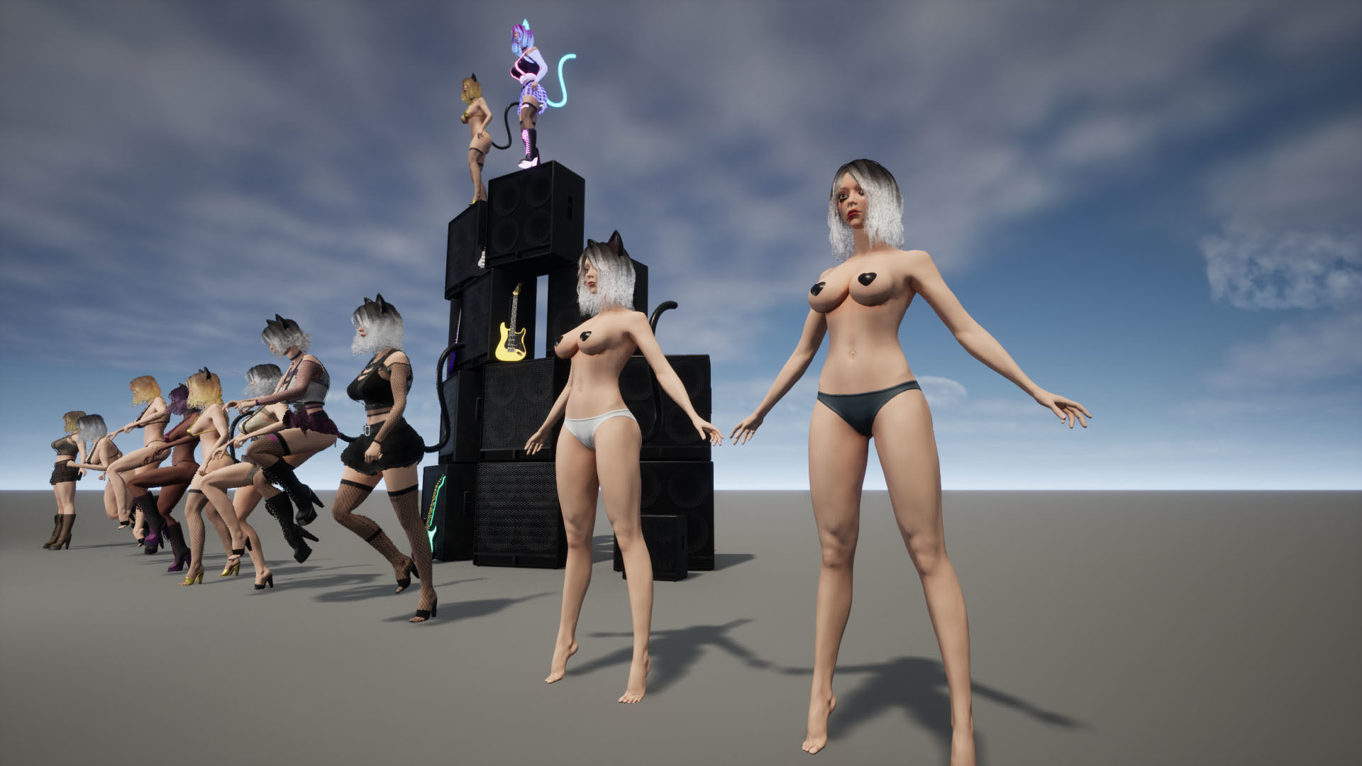 Rock Cat Girl  Low-poly 3D model_67