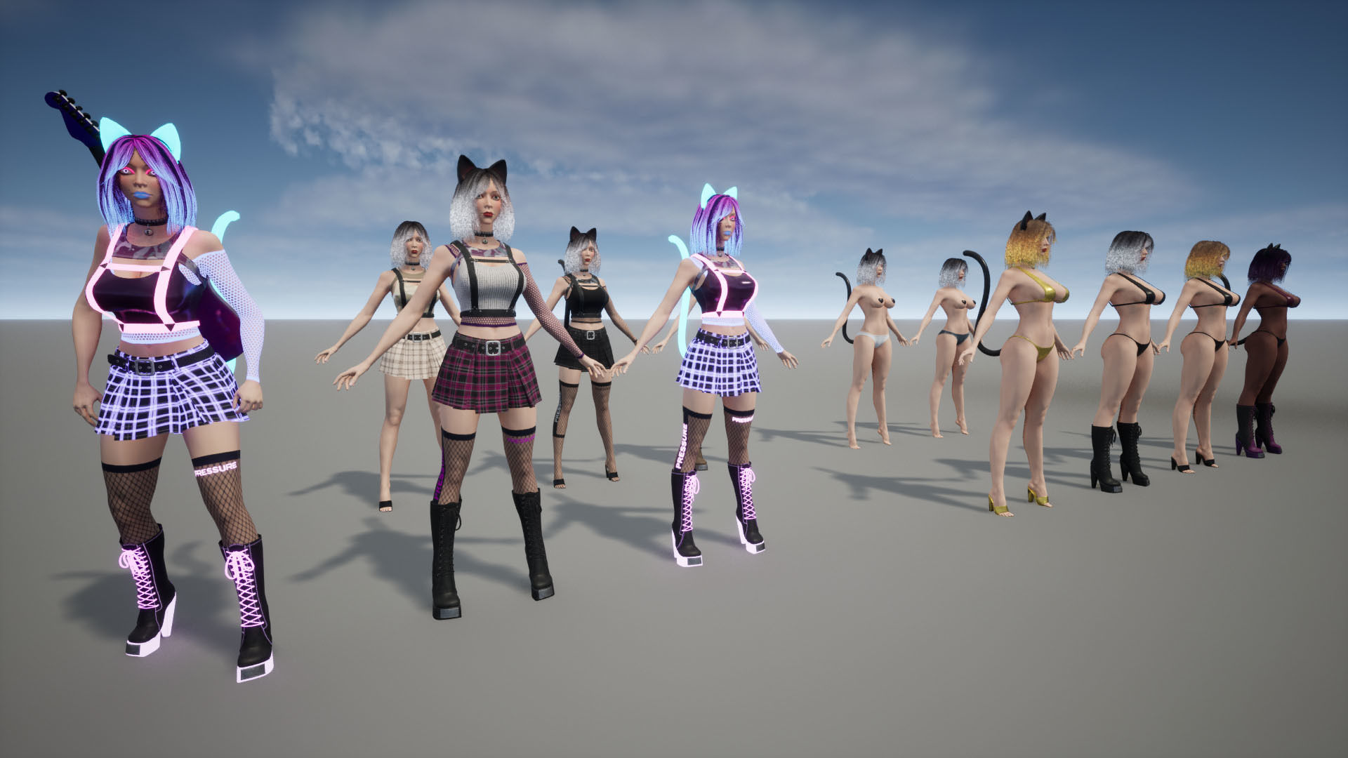 Rock Cat Girl  Low-poly 3D model_42