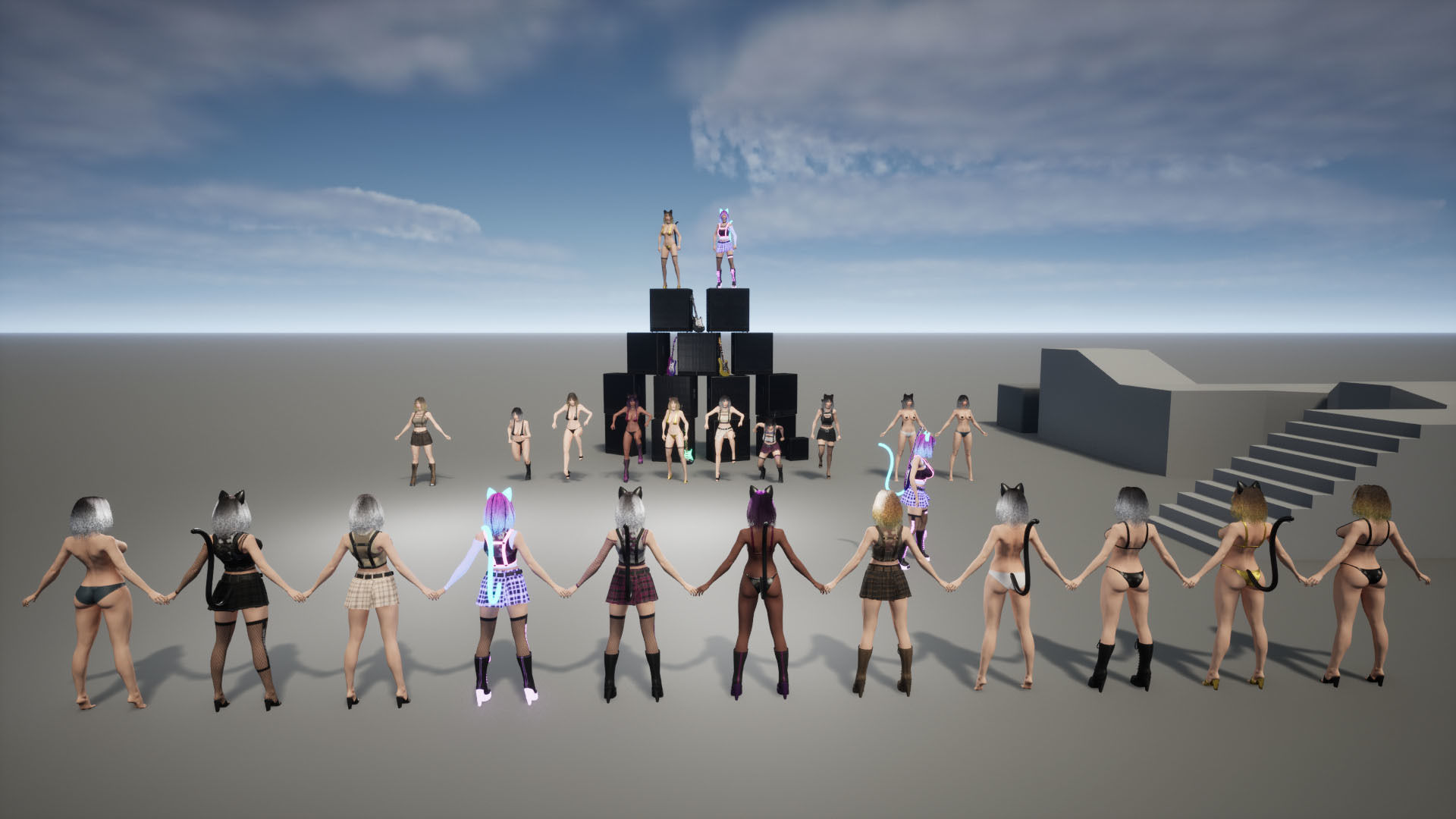 Rock Cat Girl  Low-poly 3D model_61