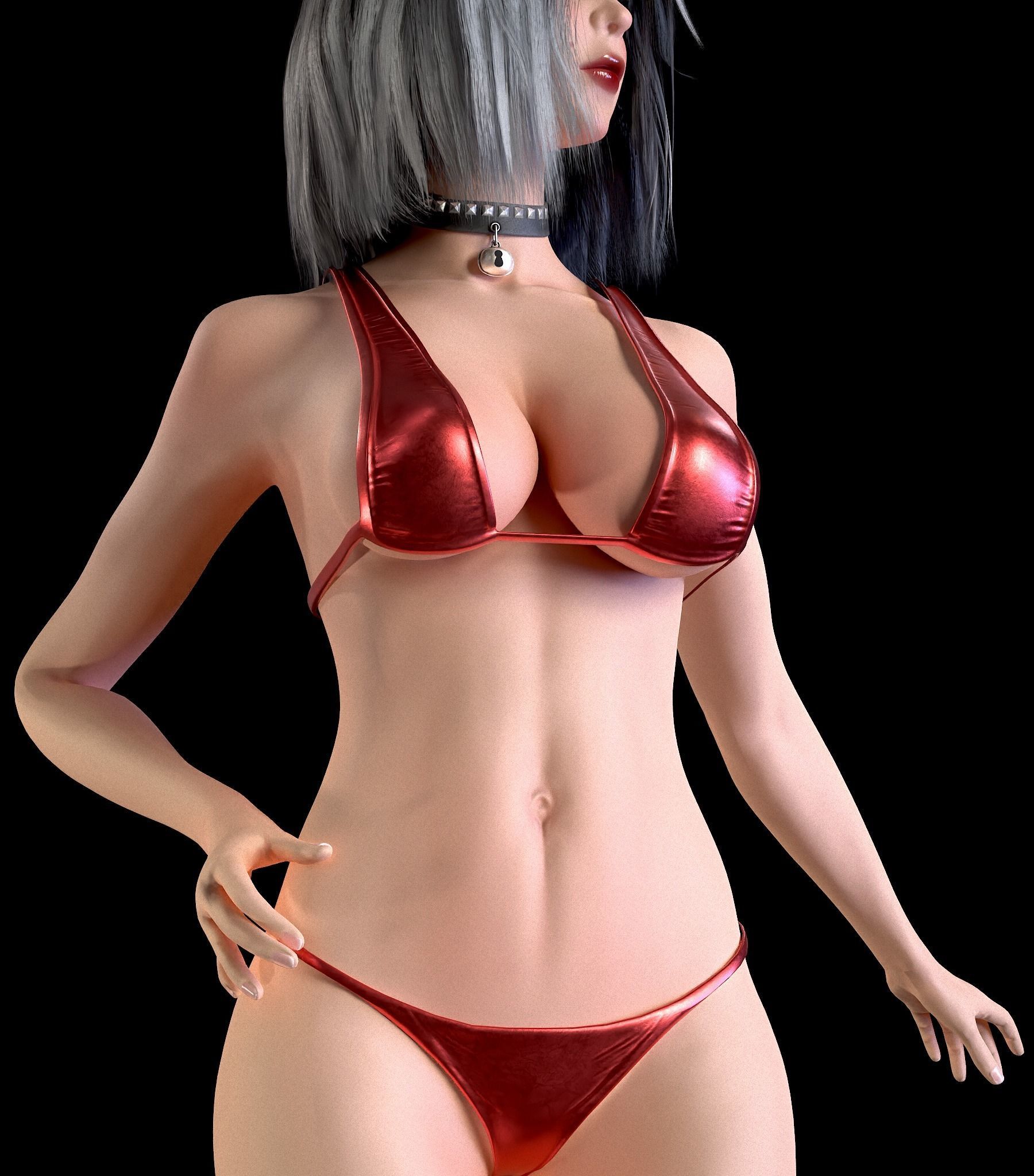 Rock Cat Girl  Low-poly 3D model_41