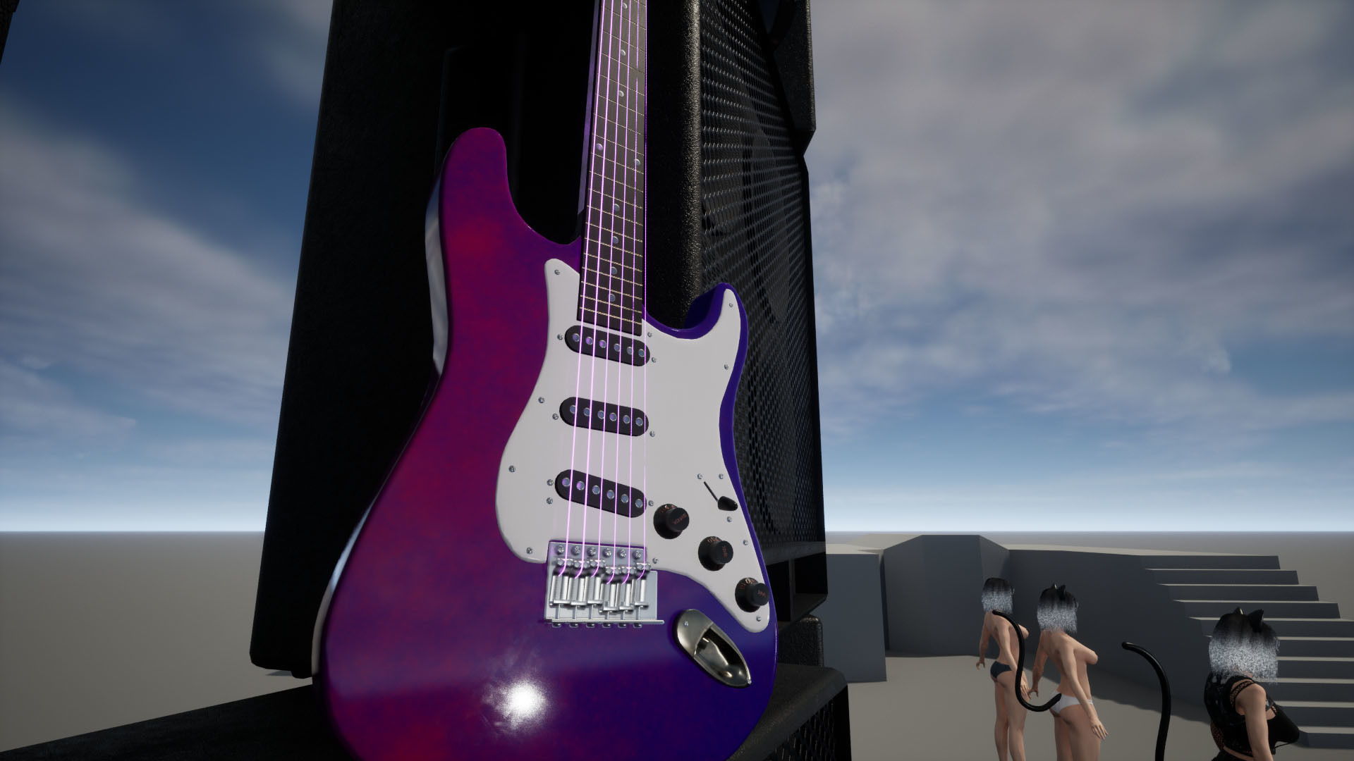 Rock Cat Girl  Low-poly 3D model_58