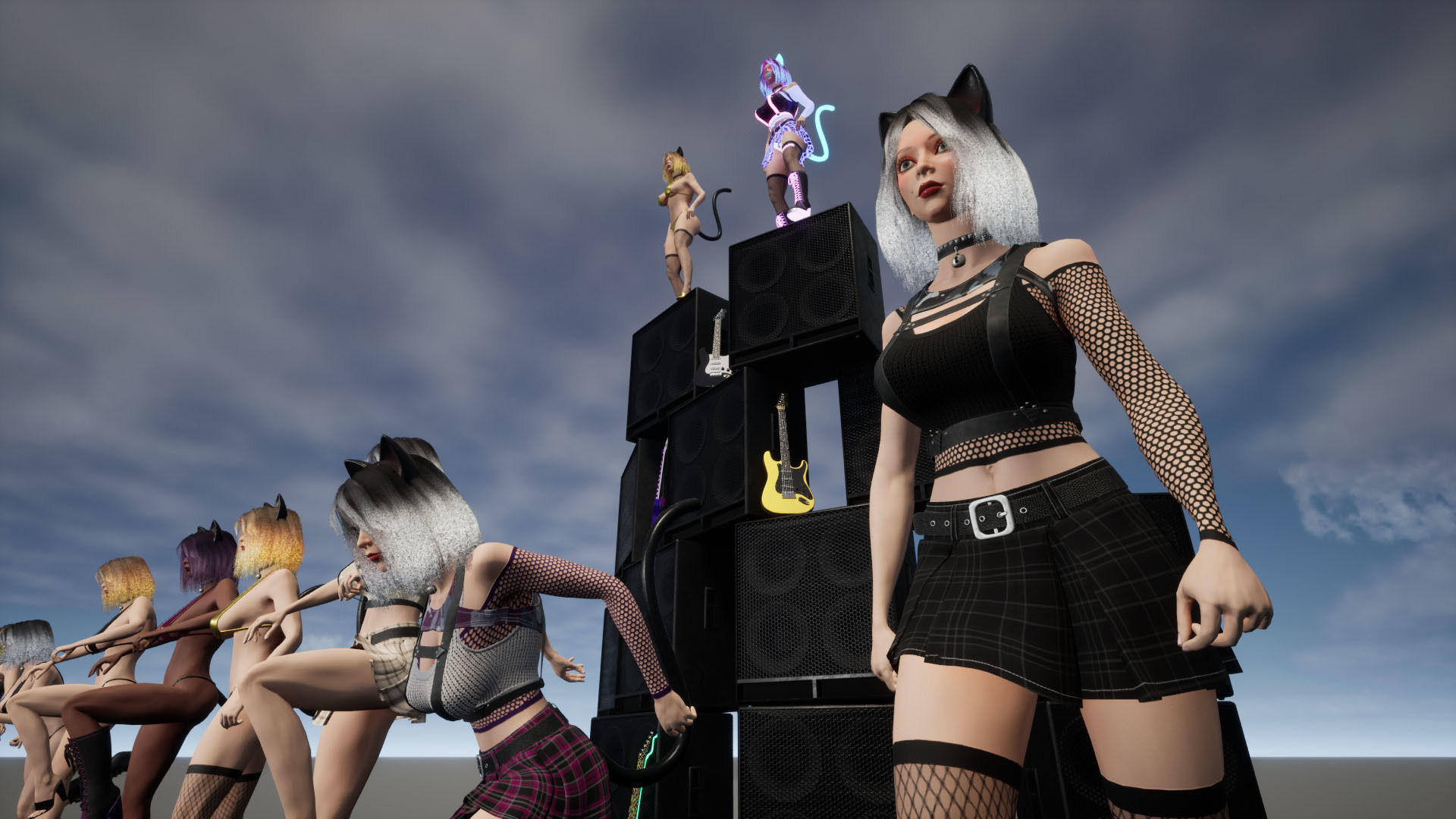 Rock Cat Girl  Low-poly 3D model_57