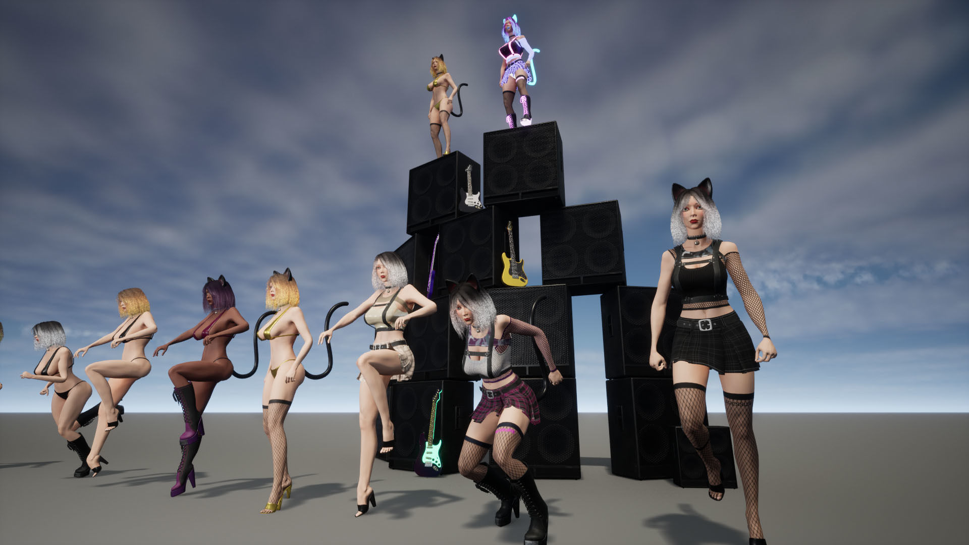 Rock Cat Girl  Low-poly 3D model_51