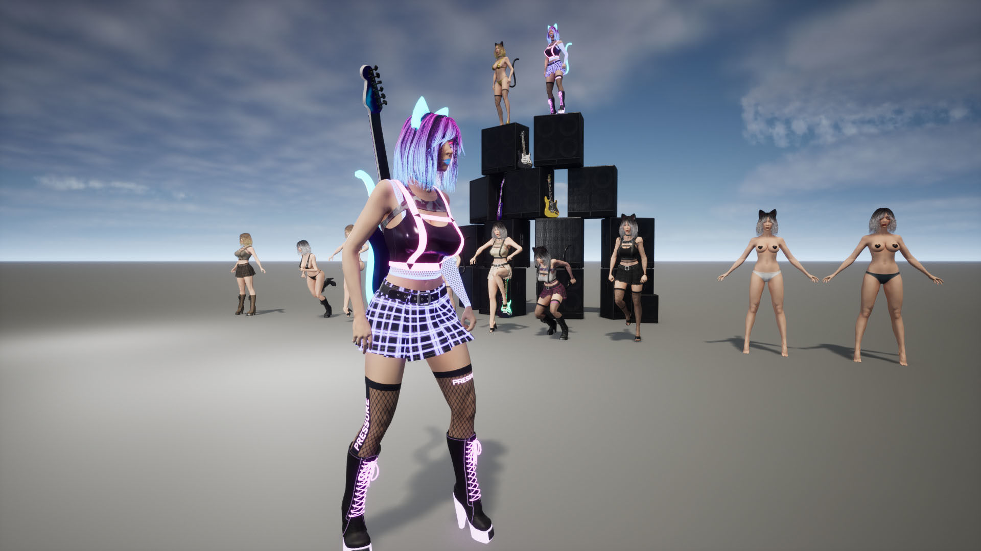 Rock Cat Girl  Low-poly 3D model_63