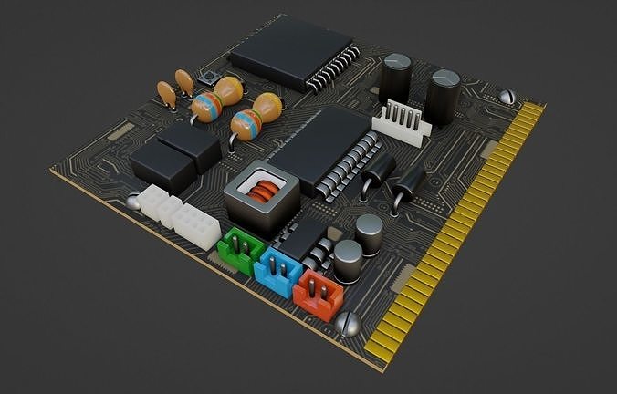 Cartoon Generic Circuit Board Low-poly 3D model