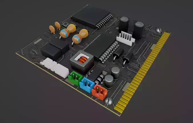 Cartoon Generic Circuit Board Low-poly 3D model
