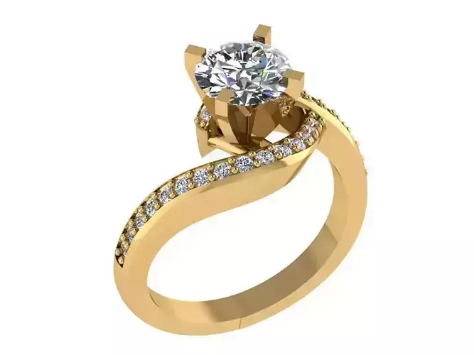 Ring162 gold engagement ring with diamonds