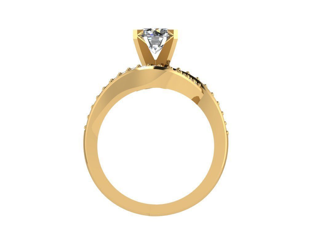 Ring162 gold engagement ring with diamonds 3D print model_2