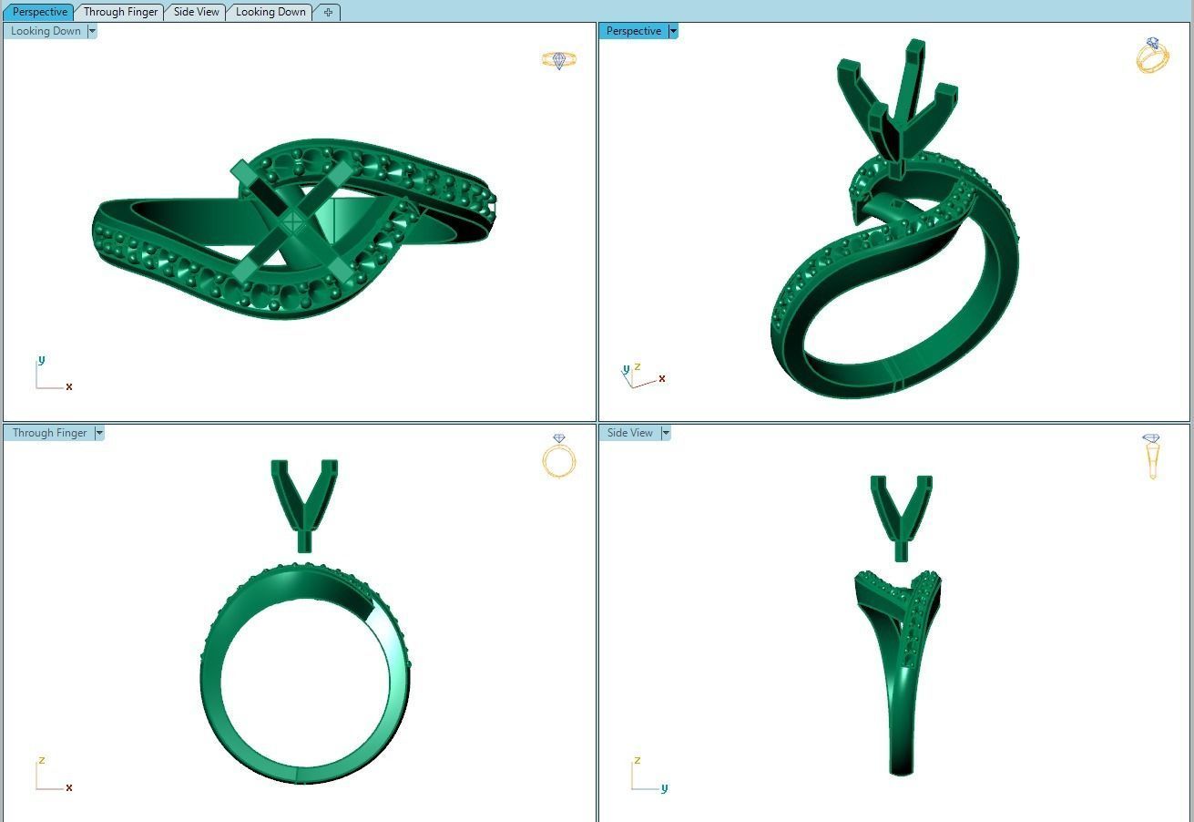 Ring162 gold engagement ring with diamonds 3D print model_8