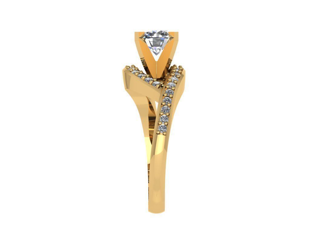 Ring162 gold engagement ring with diamonds 3D print model_3