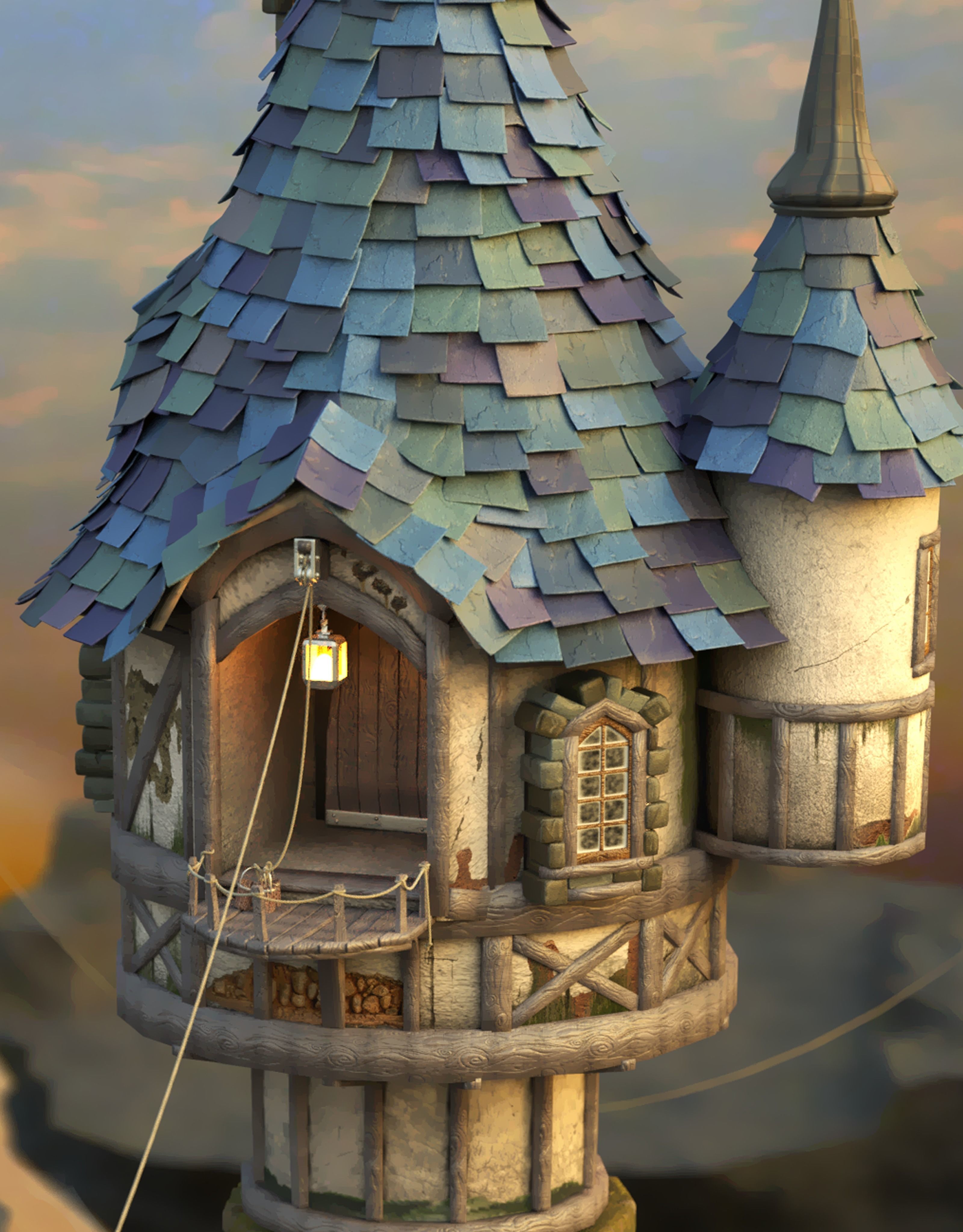 Watchtower castle 3D model_2