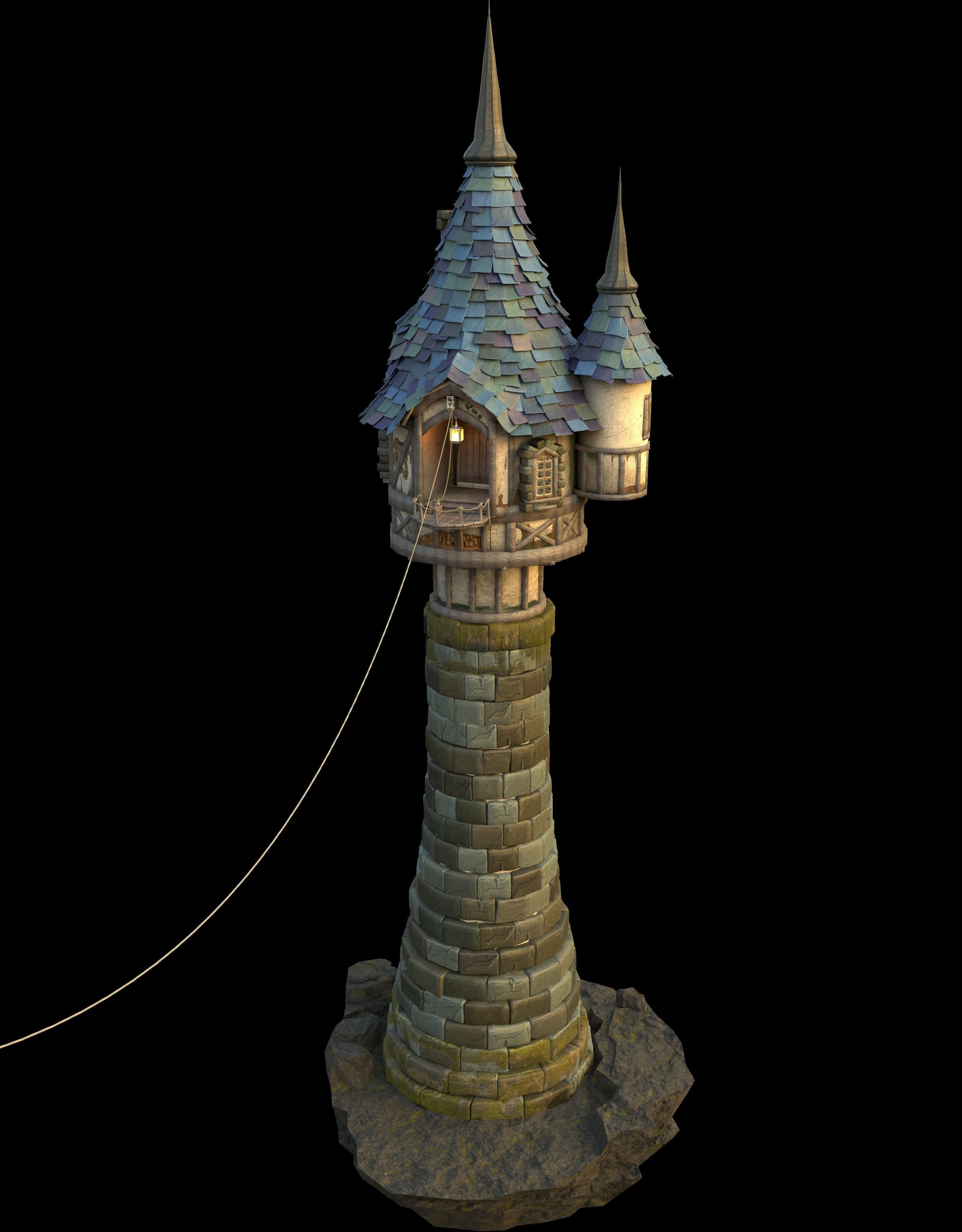 Watchtower castle 3D model_8