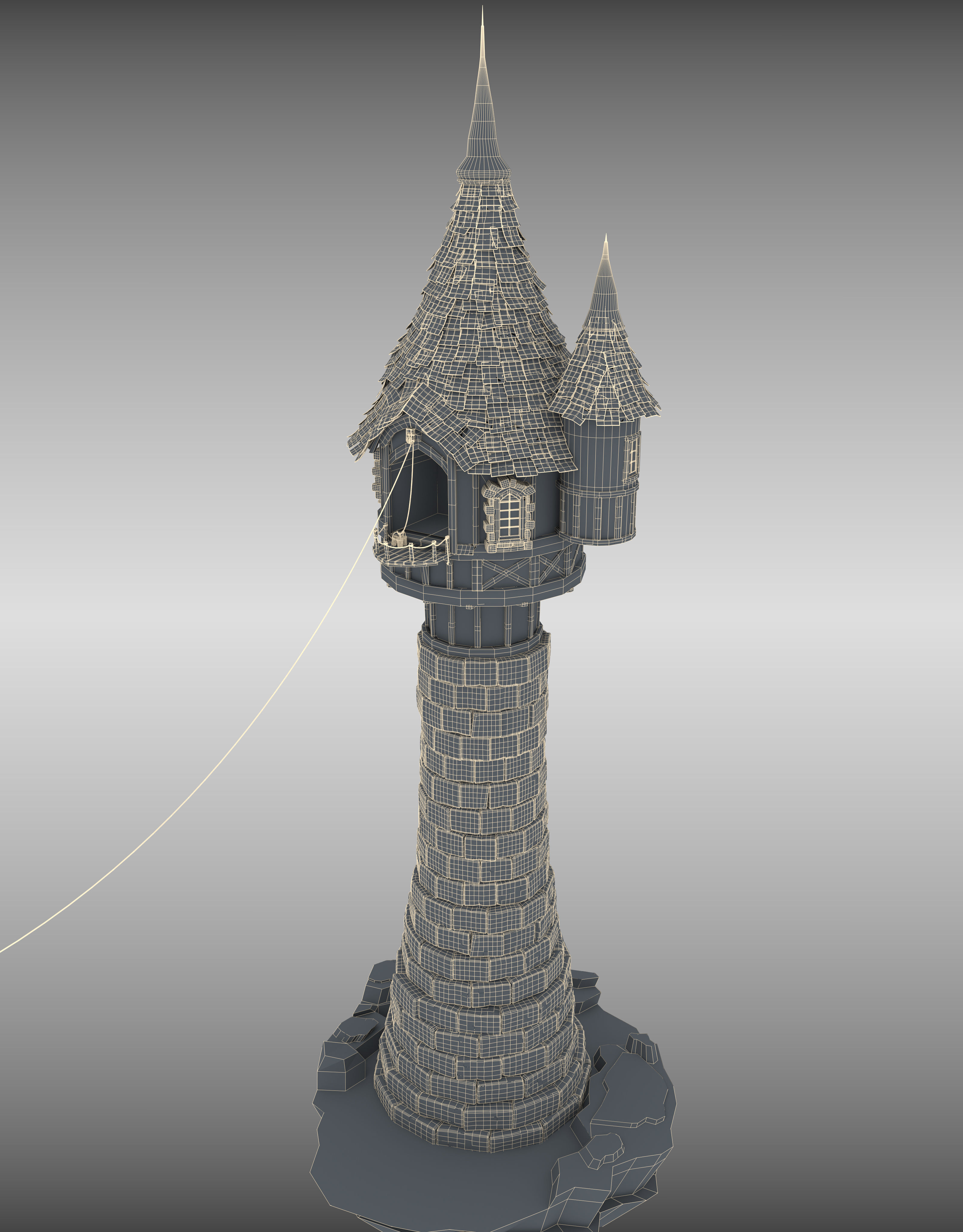 Watchtower castle 3D model_9