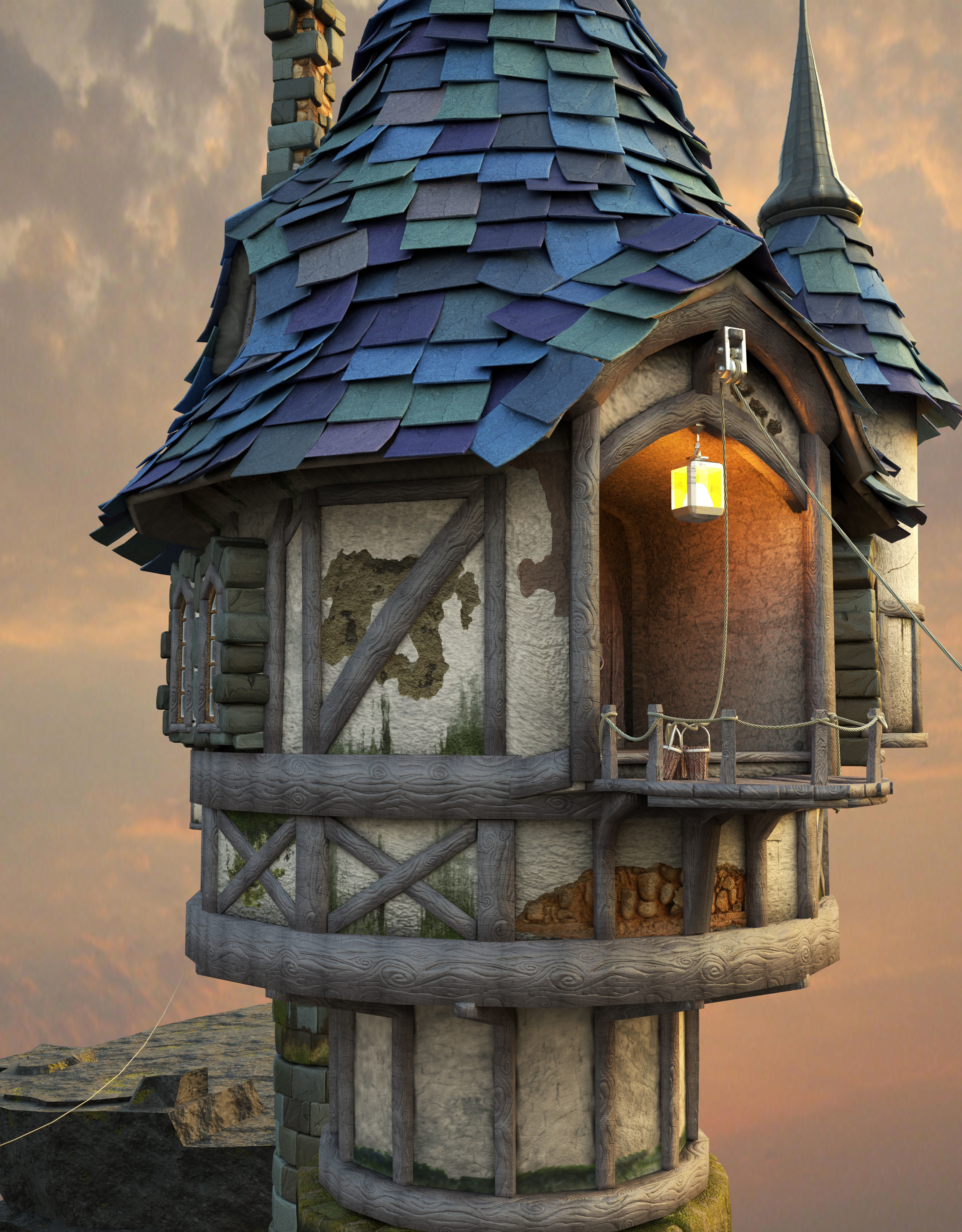 Watchtower castle 3D model_3