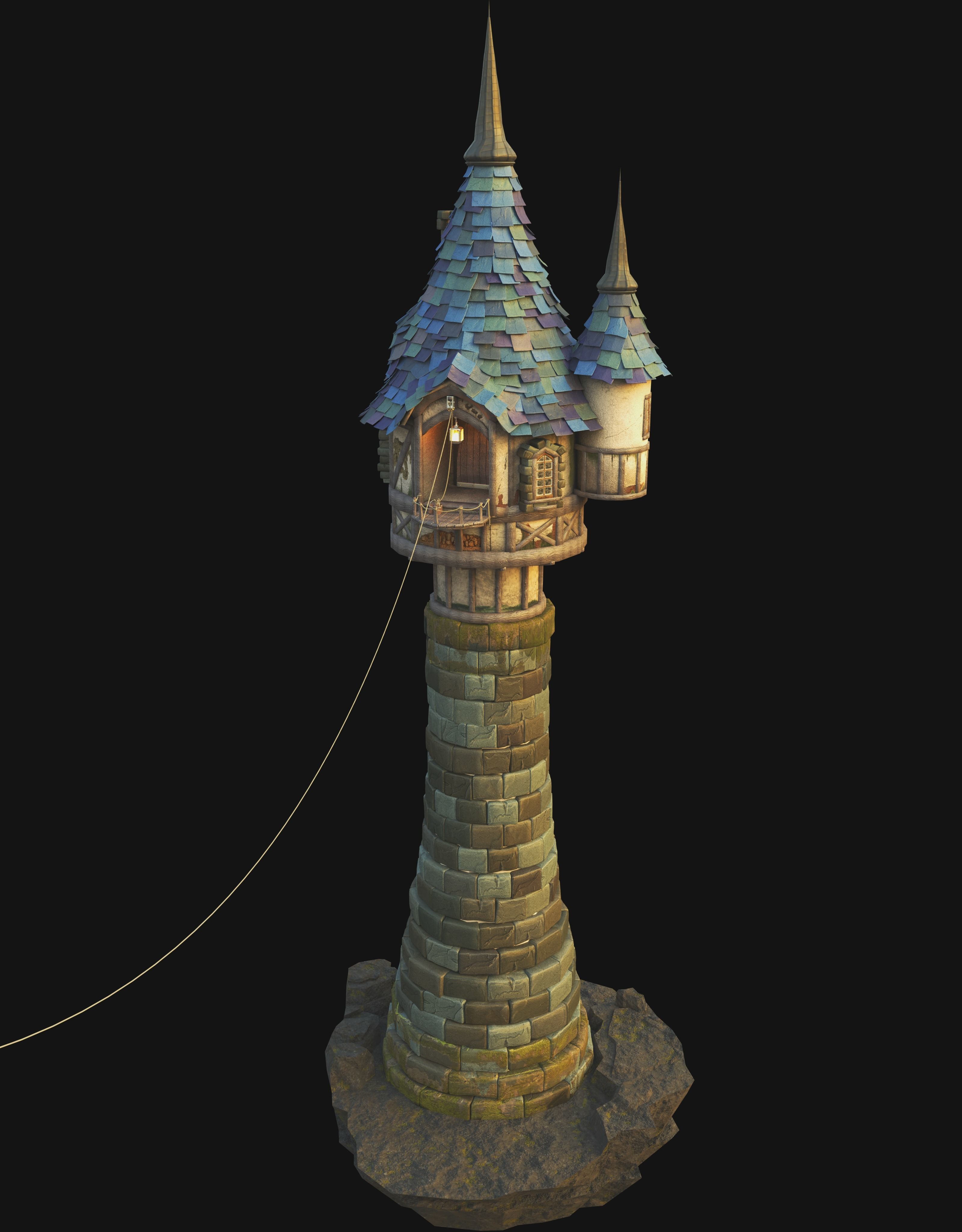 Watchtower castle 3D model_7