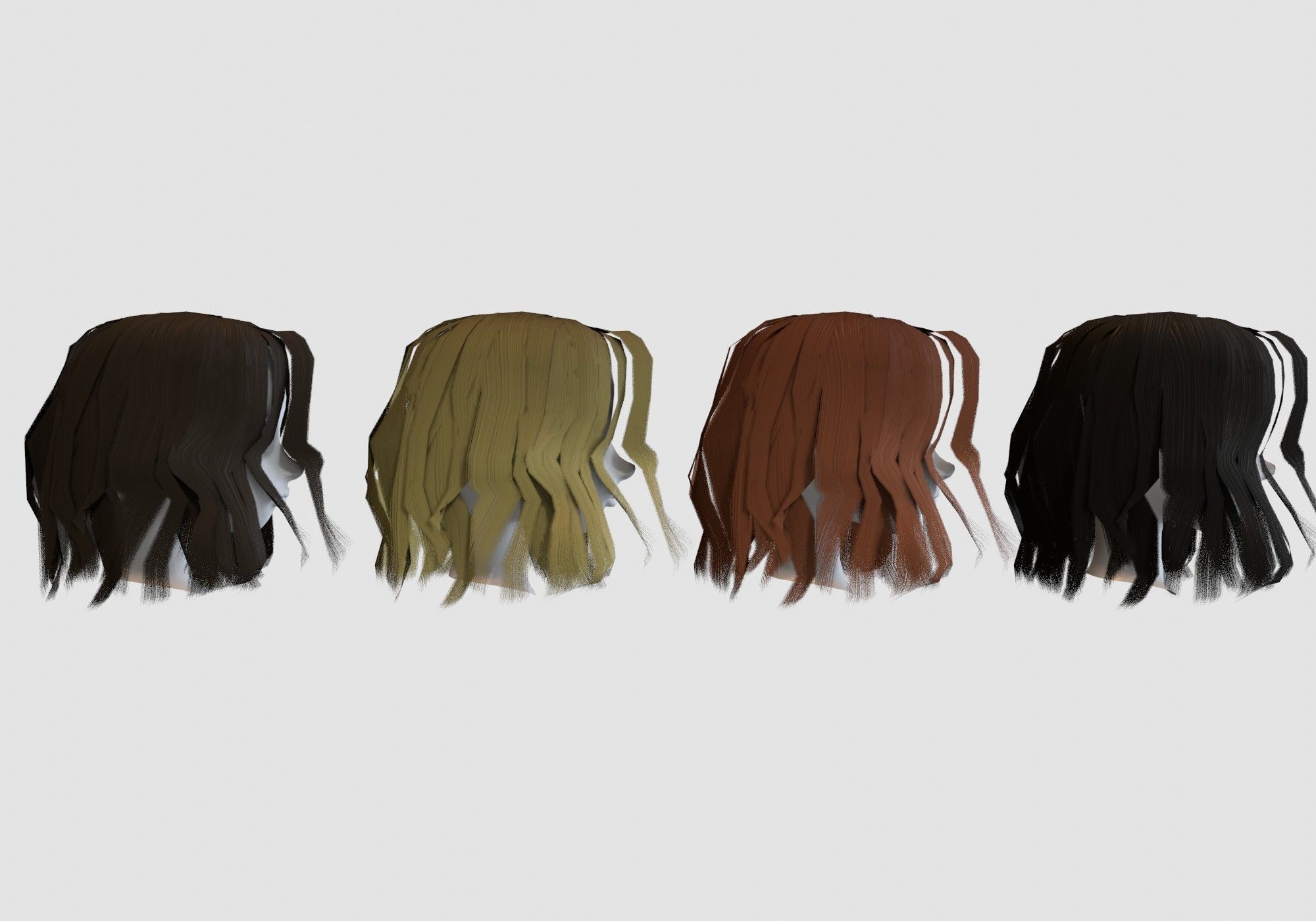 hairstyle in 4 colors Low-poly 3D model_2