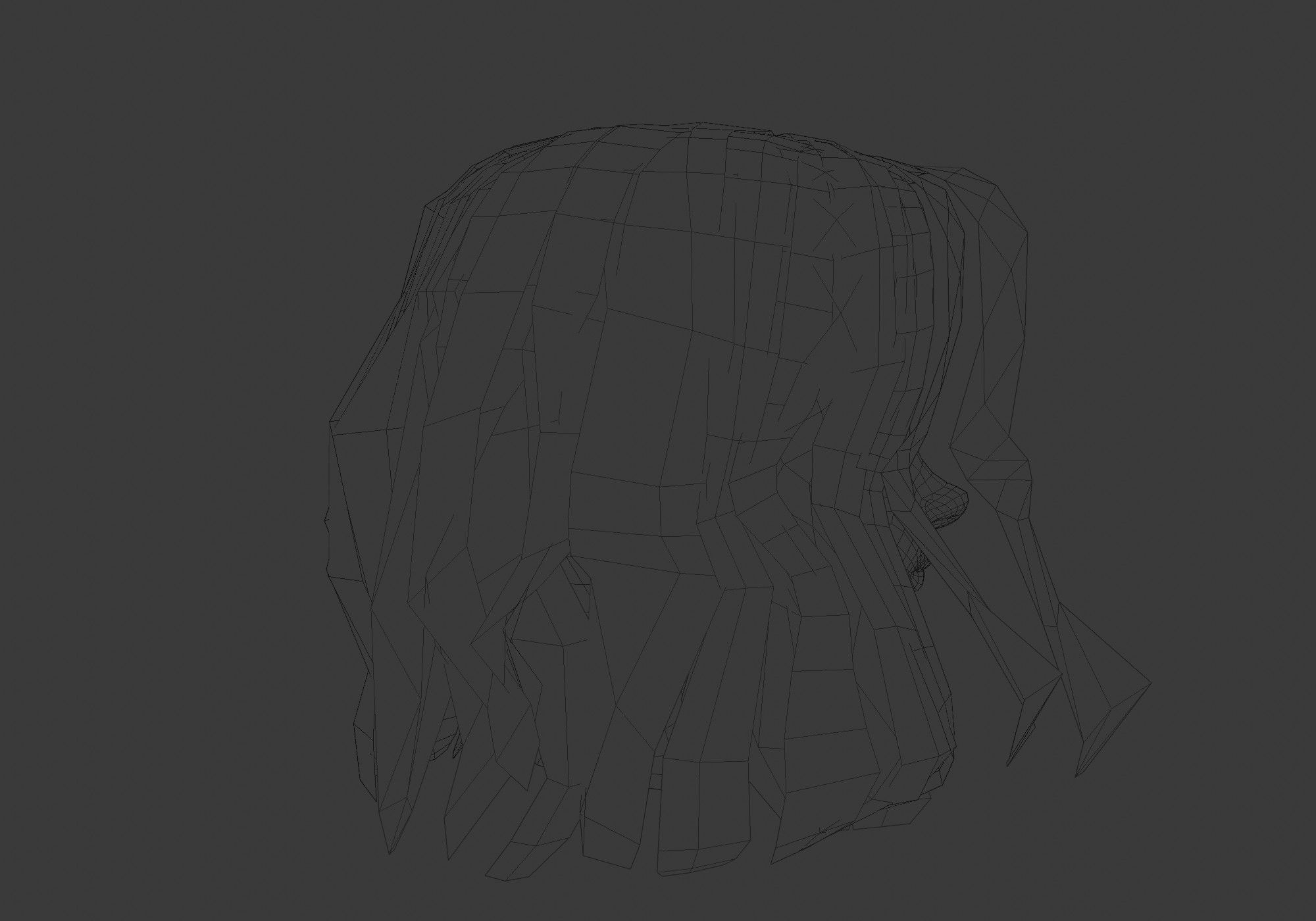 hairstyle in 4 colors Low-poly 3D model_7