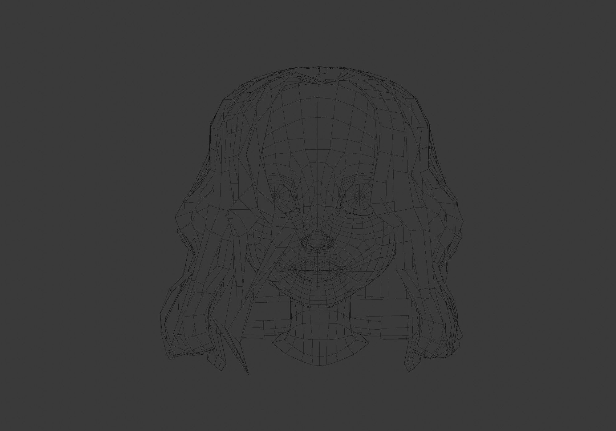 hairstyle in 4 colors Low-poly 3D model_5