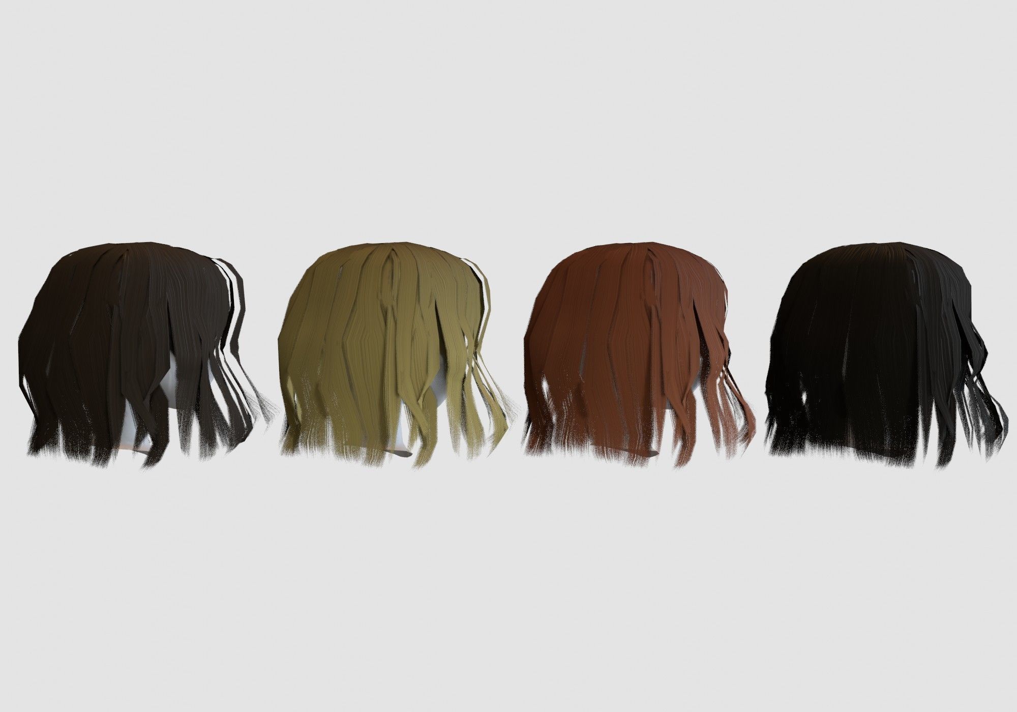 hairstyle in 4 colors Low-poly 3D model_3